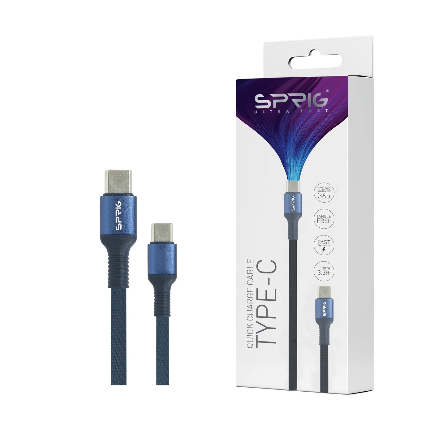 Sprig Denim Braided TYPE C to C Charging Cables For ThinkPad T480 (20L5)(65 Watts) - Sprig