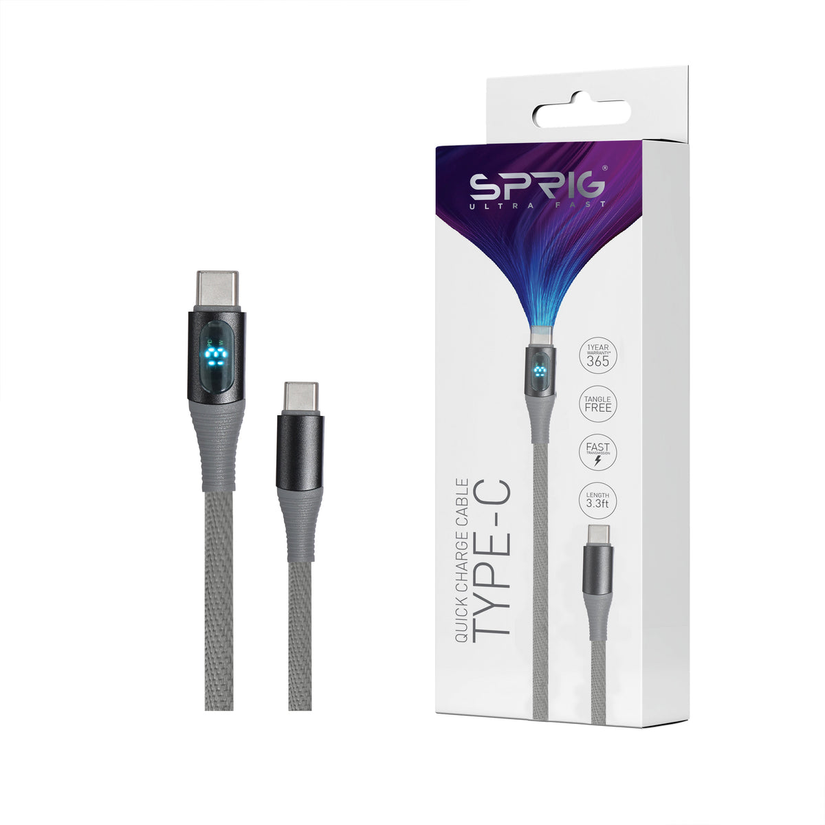Sprig Denim Braided TYPE C to C Charging Cables For ThinkPad E490 (20N8) (65 Watts) - Sprig