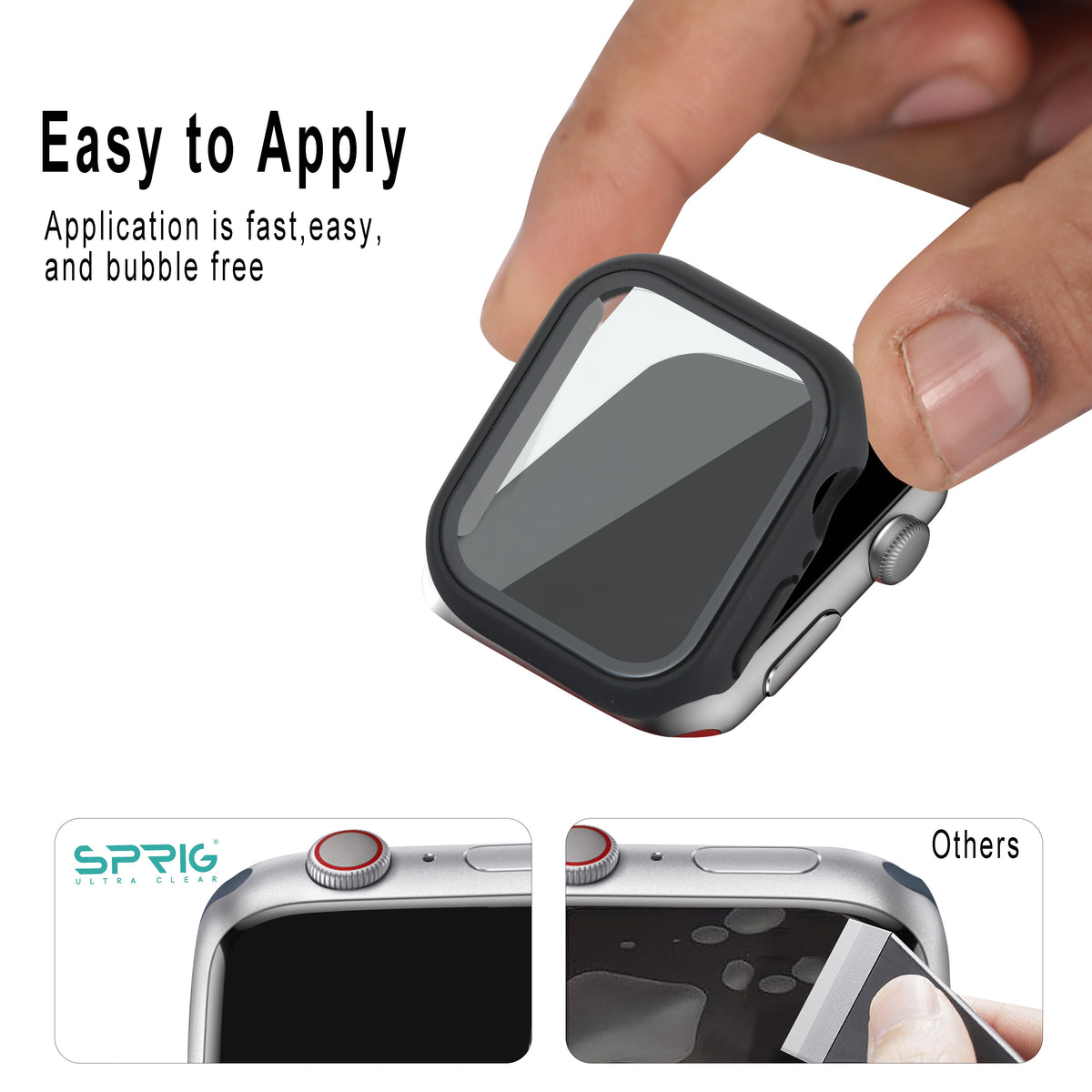 Apple iWatch 9 Tempered Glass Screen Protector (Display Size: 45 mm) - Full Cover Black Black - image 10 of 10