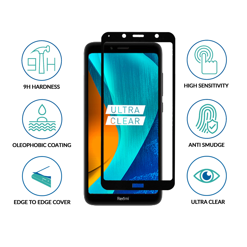 Sprig Full Cover Tempered Glass for Mi Redmi 7A (Black) - Sprig