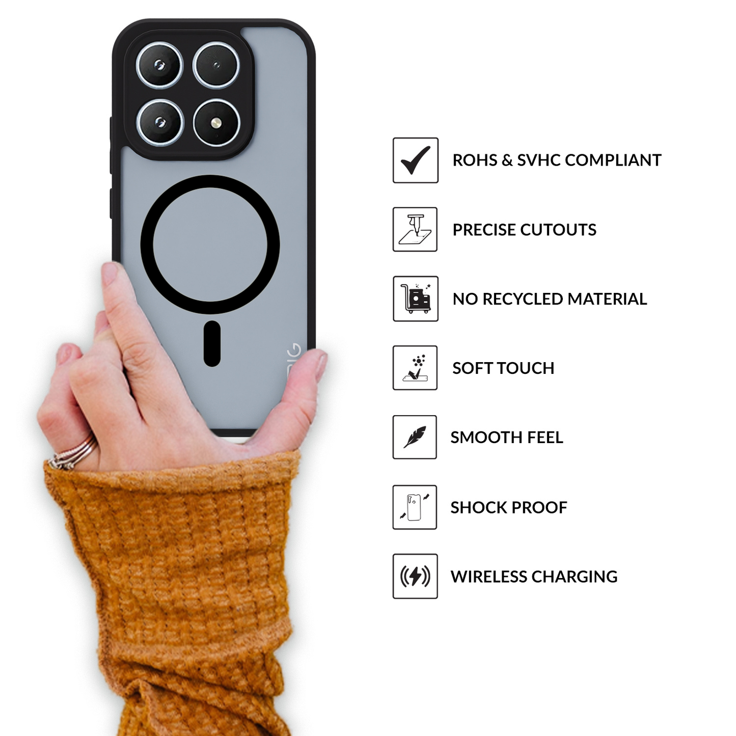 EdgeMag (TPU PC Magsafe)-Black Transparent