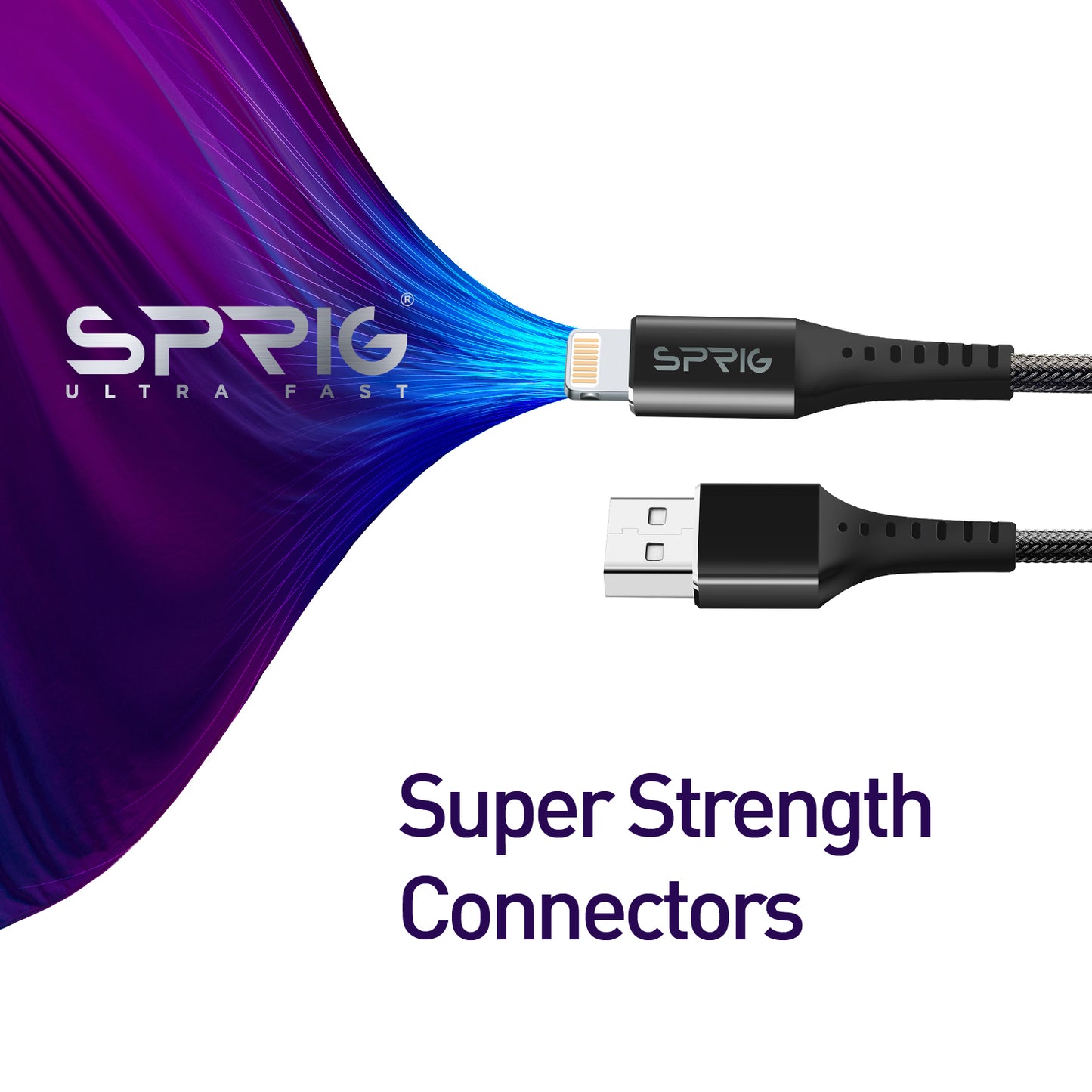 sprig ultra fast metal braided lightning charging / data sync cable for iphone (1m)