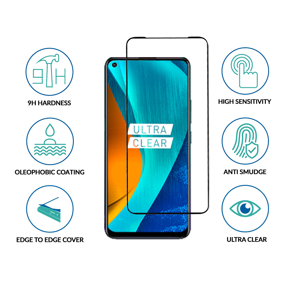 sprig full cover tempered glass screen protector for vivo y50 (black)