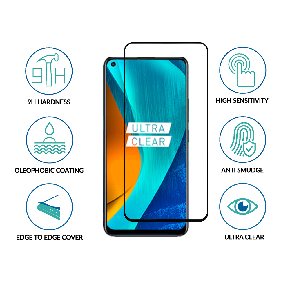 sprig full cover tempered glass screen protector for vivo y30 (black)