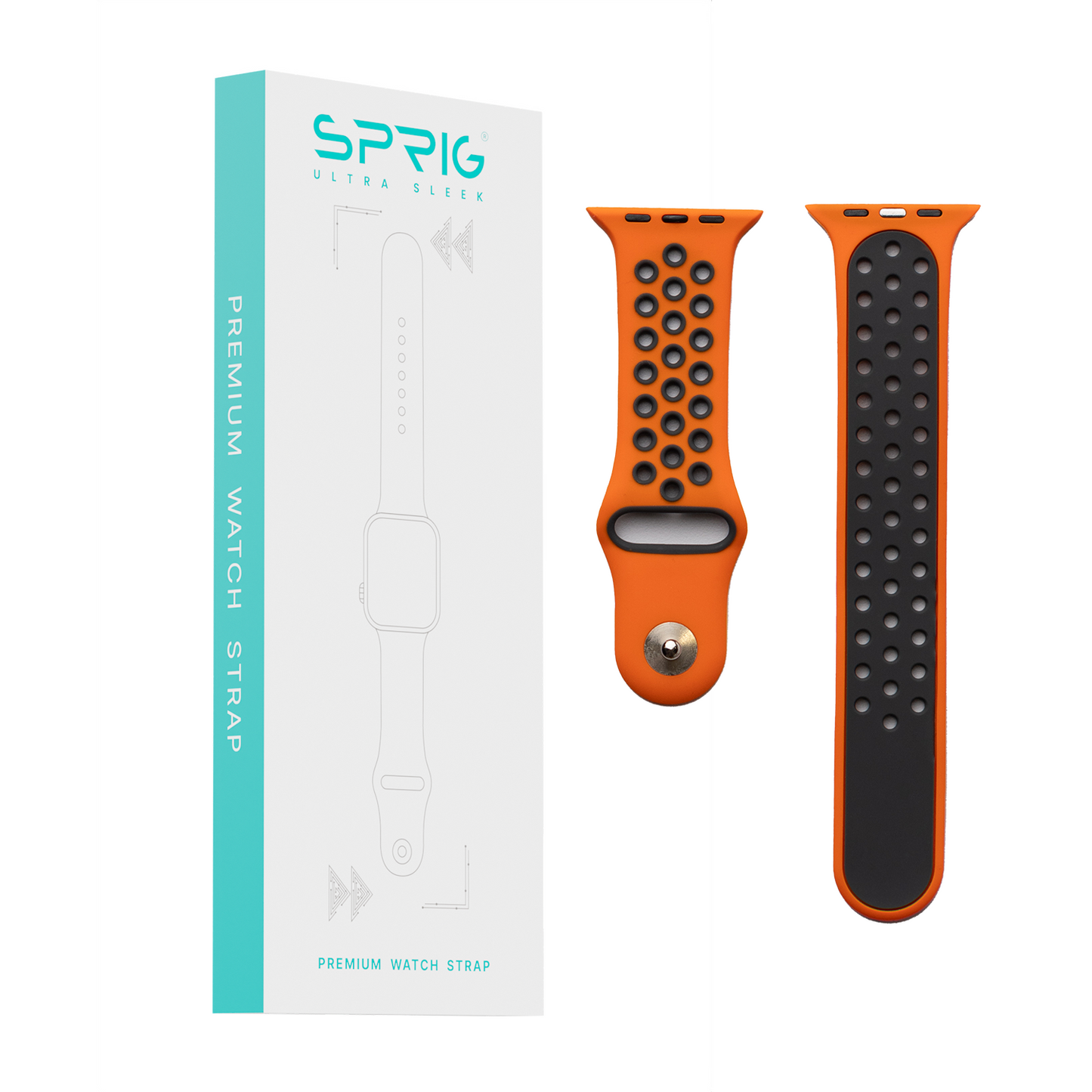 Silicone Dual Color Strap-Black Orange