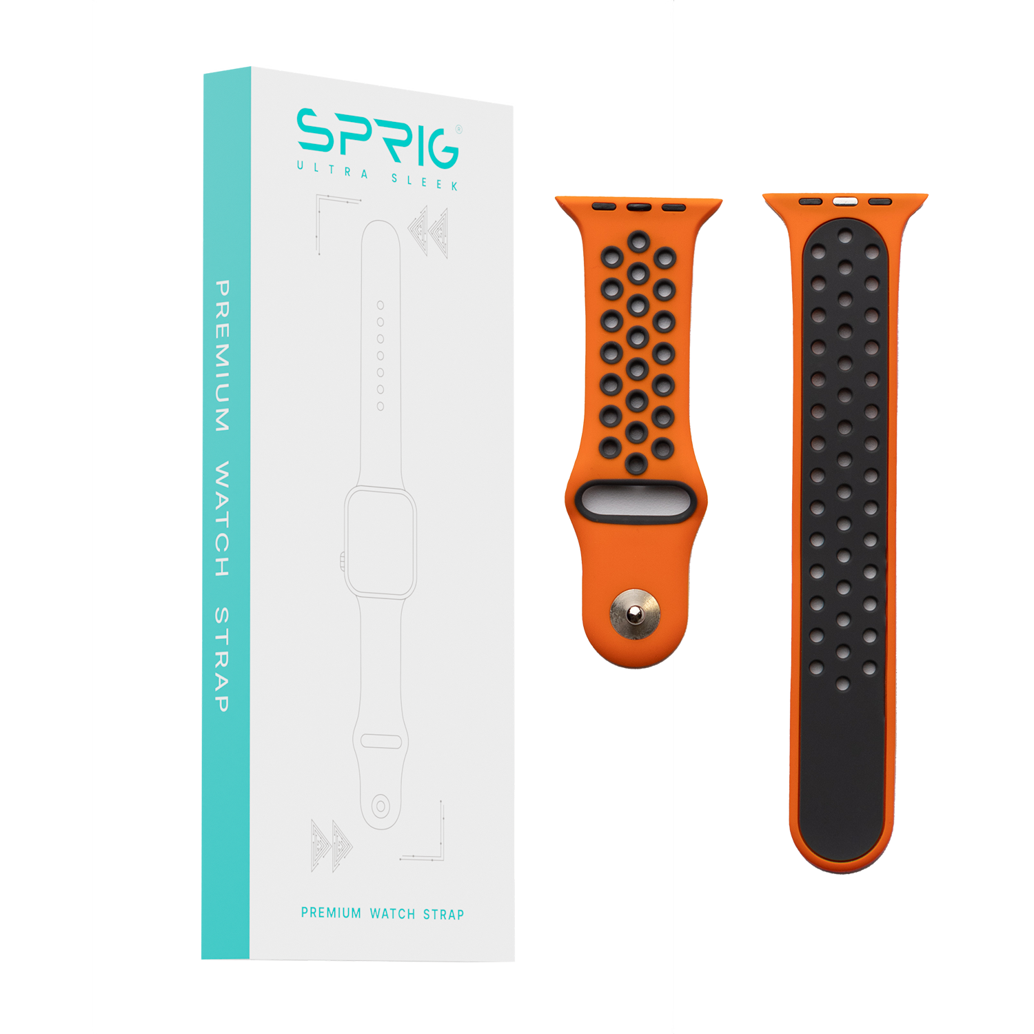 Silicone Dual Color Strap-Black Orange
