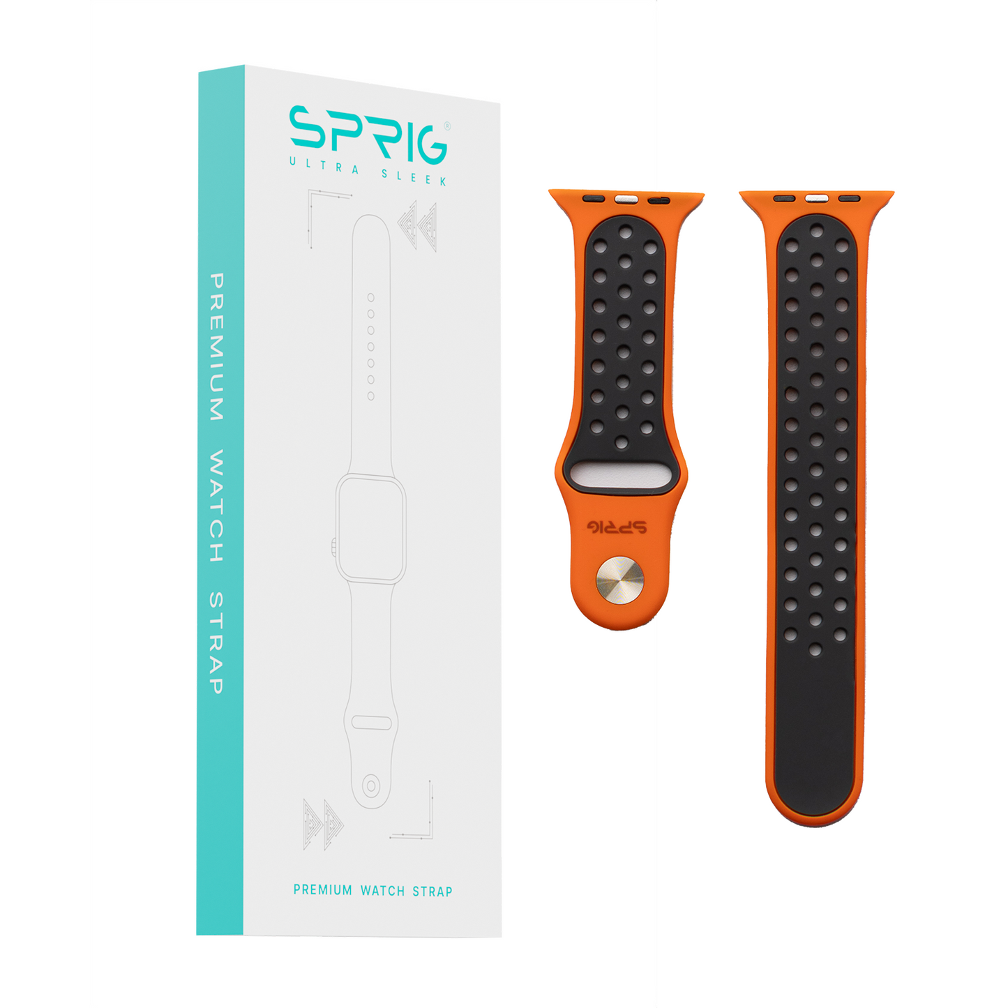 Silicone Dual Color Strap-Black Orange