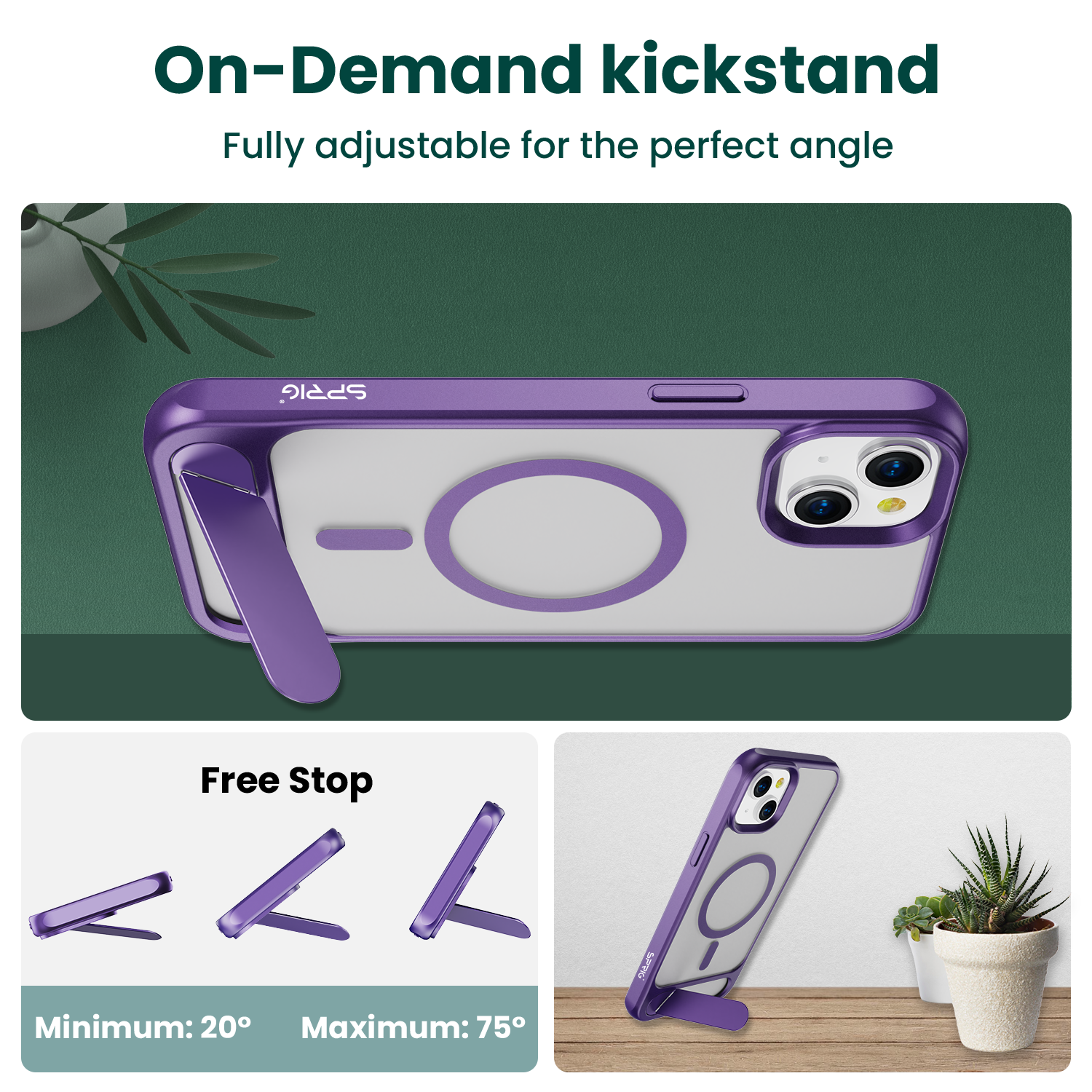 Transparent Magsafe Stand-Dark Purple