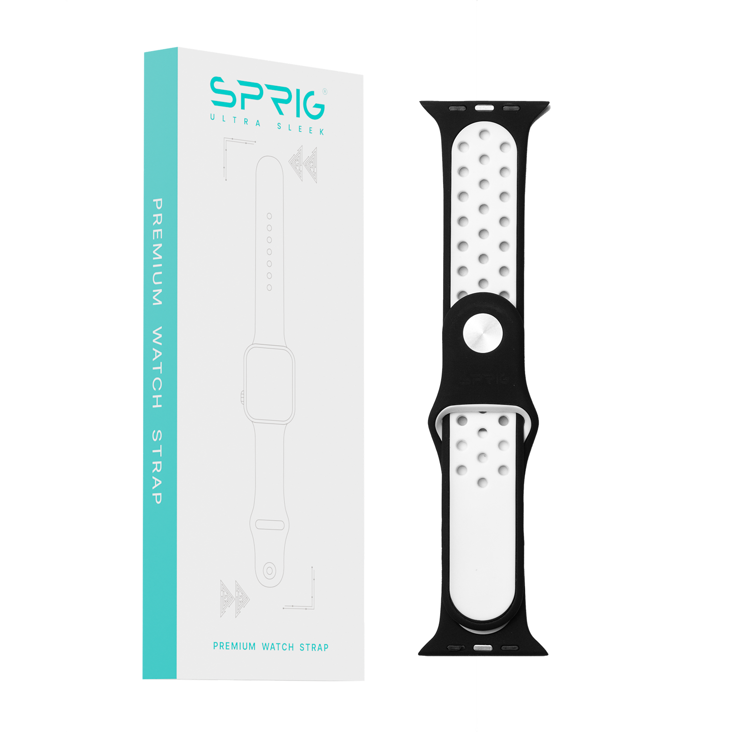 Silicone Dual Color Strap-White Black