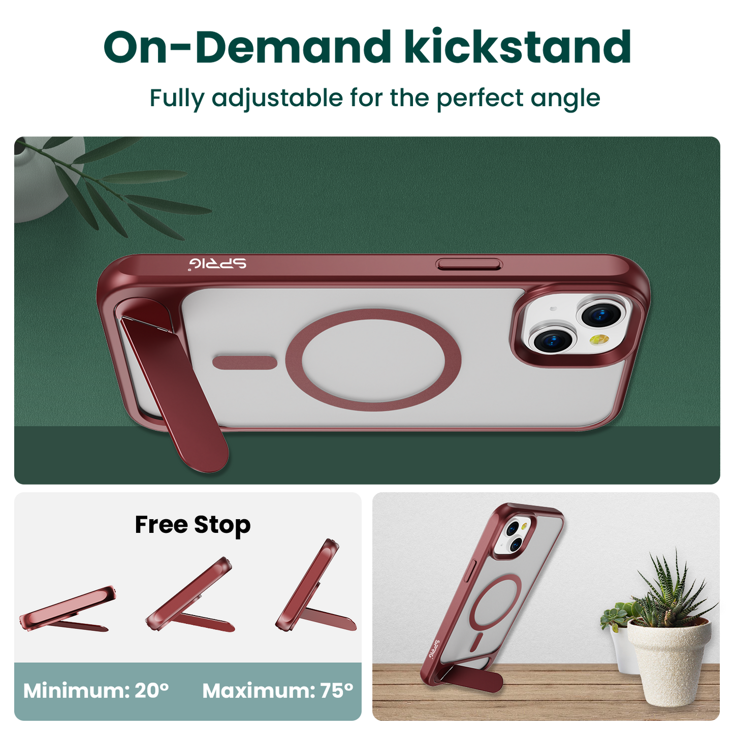 Transparent Magsafe Stand-Cherry Red