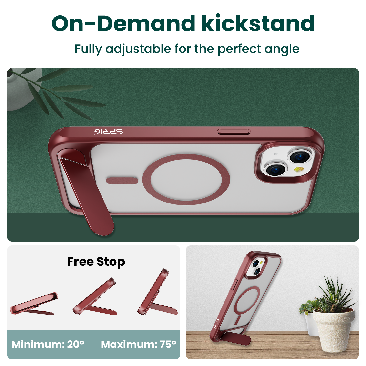 Transparent Magsafe Stand-Cherry Red