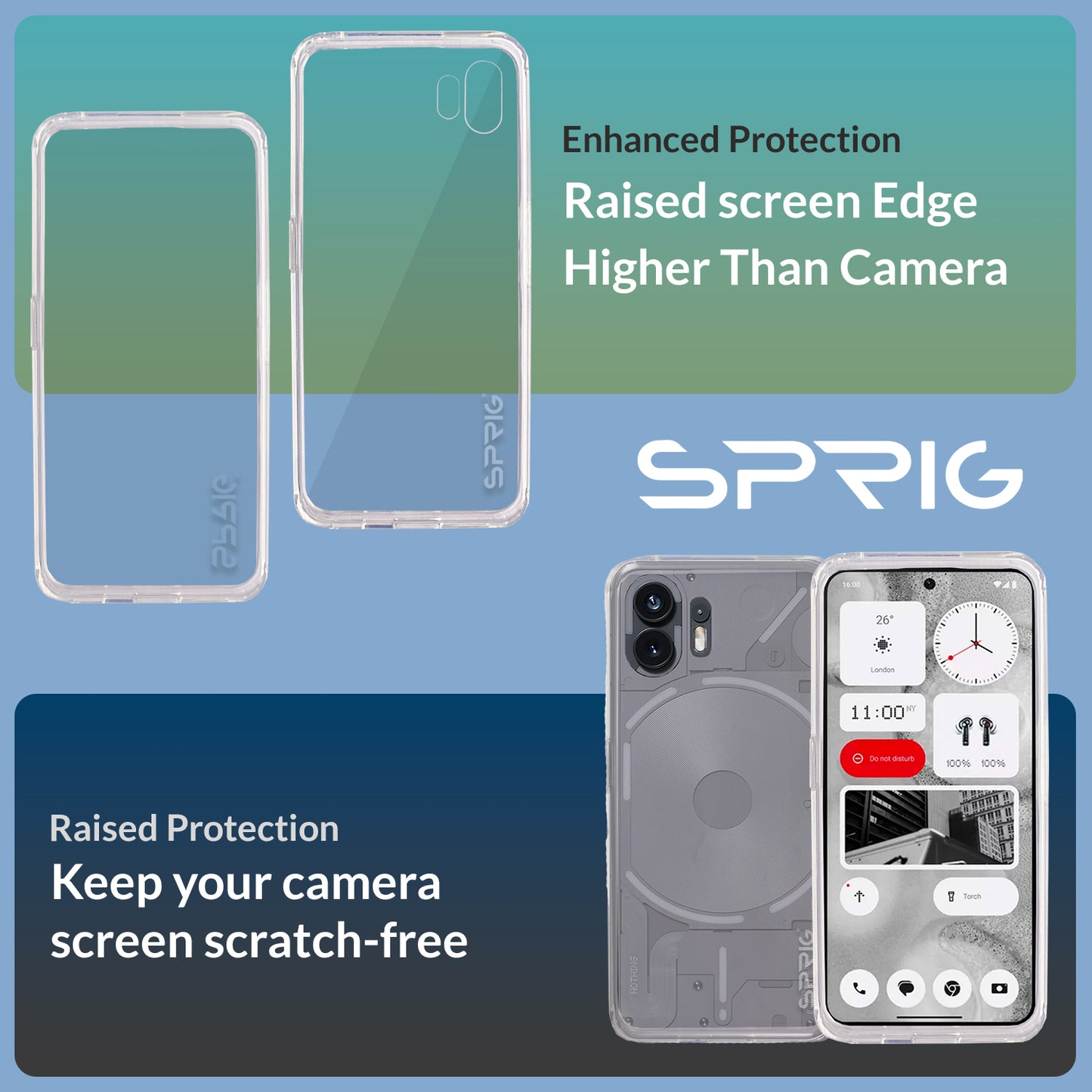 Nothing Phone 2 Transparent Bayer TPU PC Back Cover/ Back Case - Hard Case