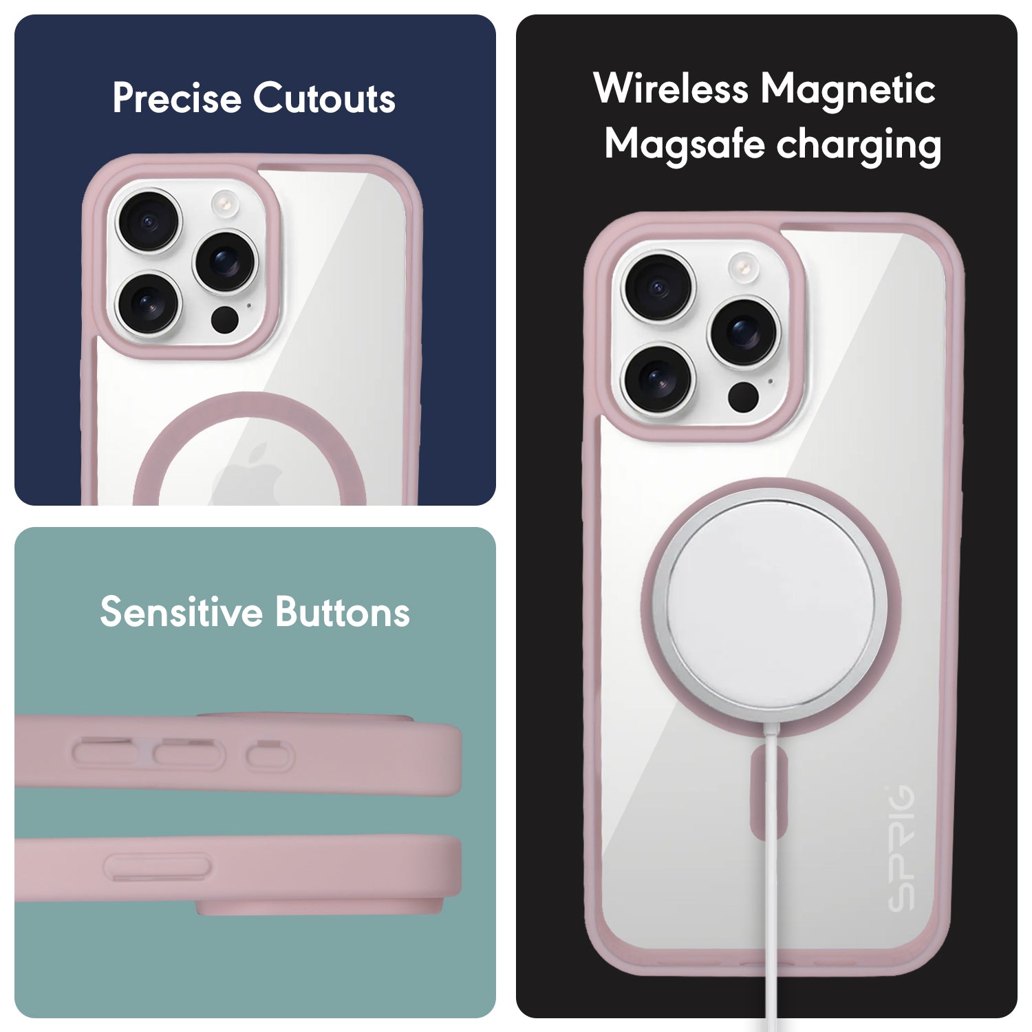 TPU PC Transparent Magsafe-Pink Transparent Magsafe