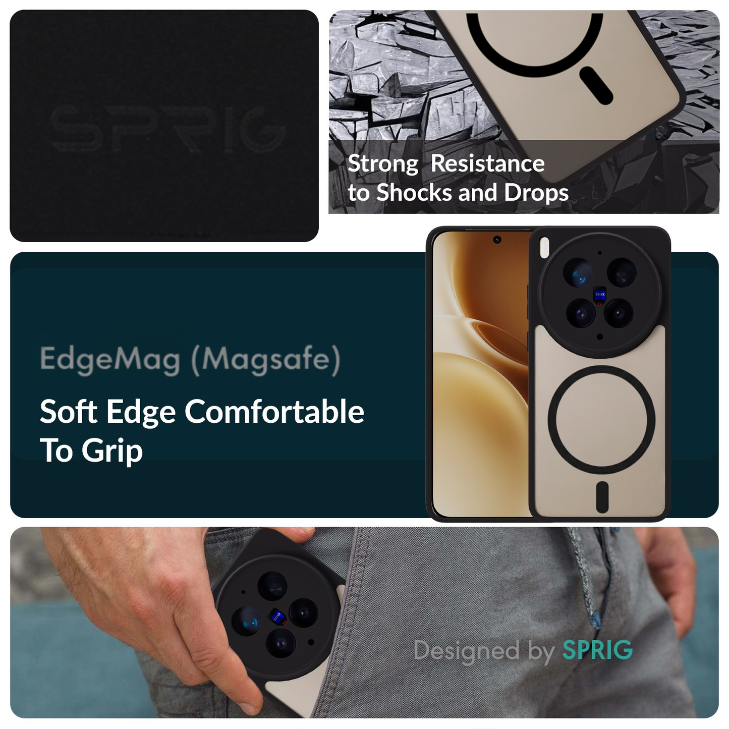 EdgMag (TPU PC Magsafe)-Black Transparent