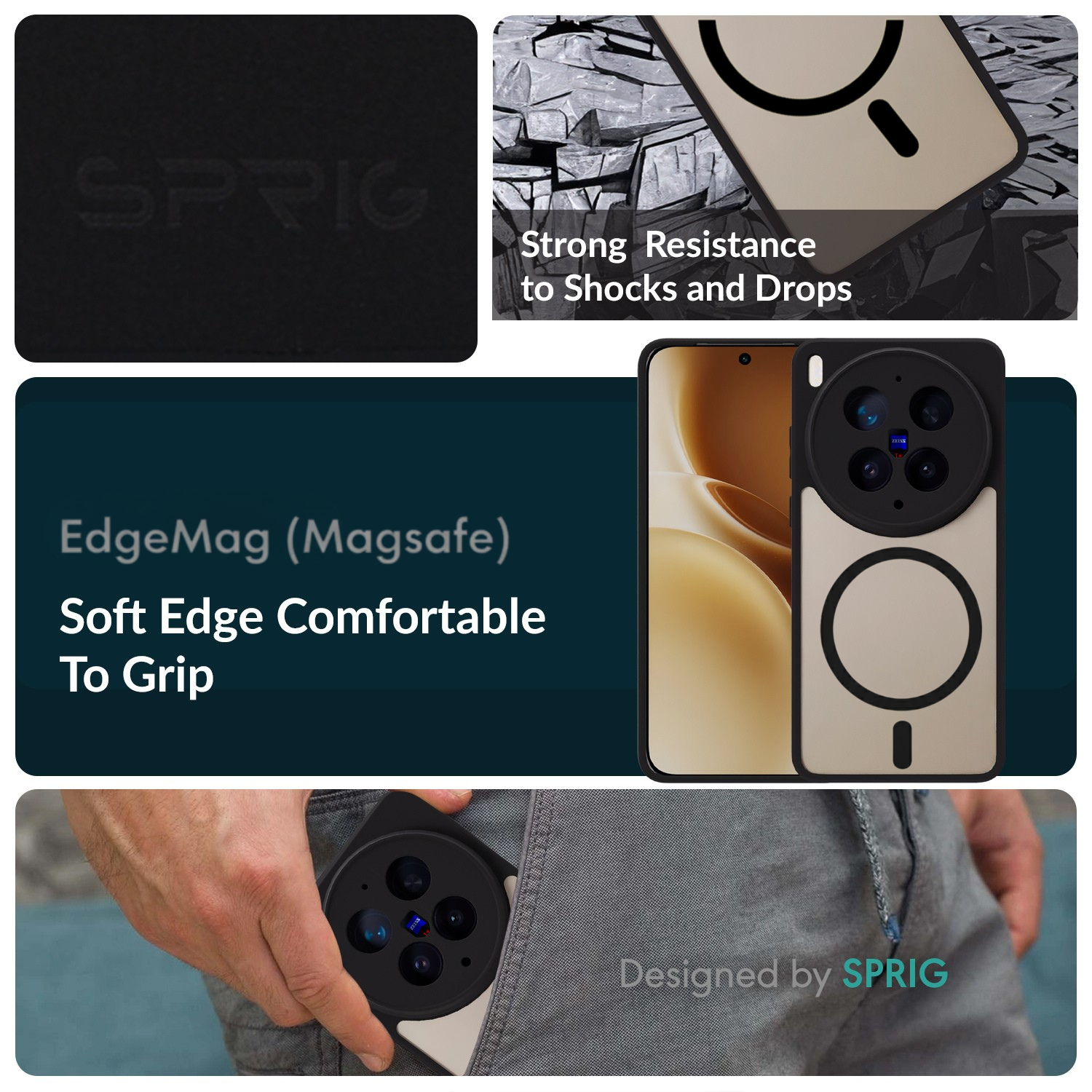 EdgMag (TPU PC Magsafe)-Black Transparent
