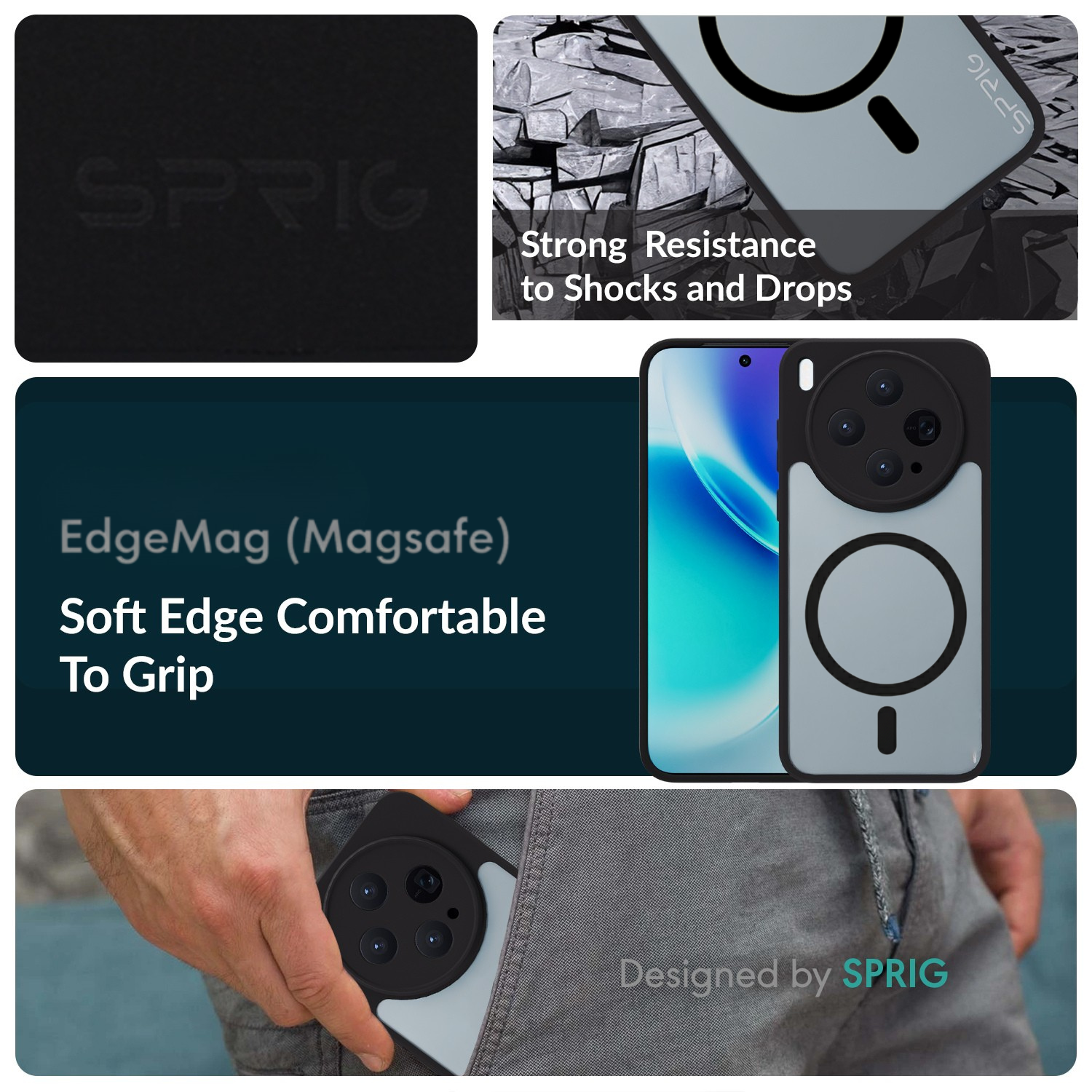 EdgeMag (TPU PC Magsafe)-Black Transparent