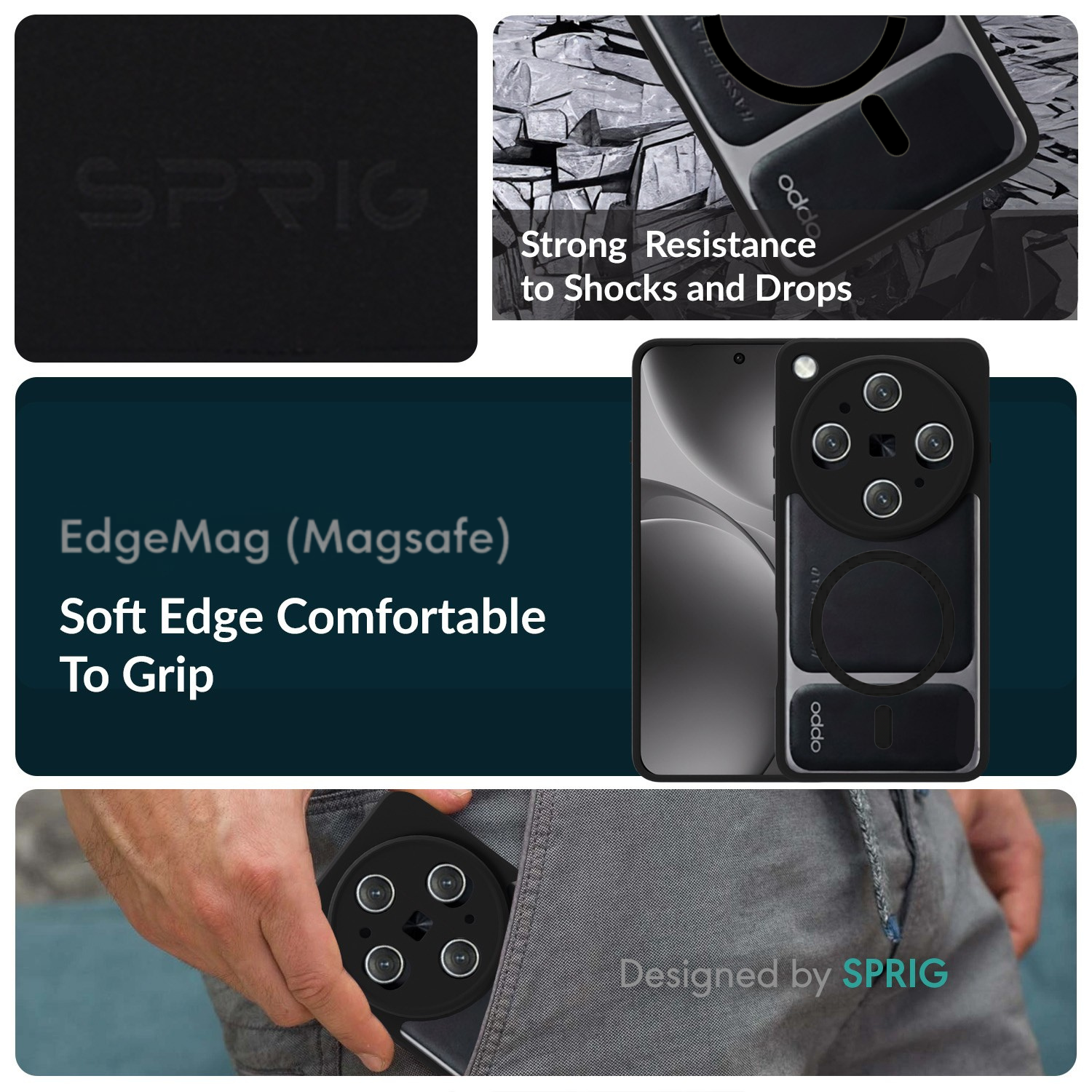 EdgMag (TPU PC Magsafe)-Black Transparent