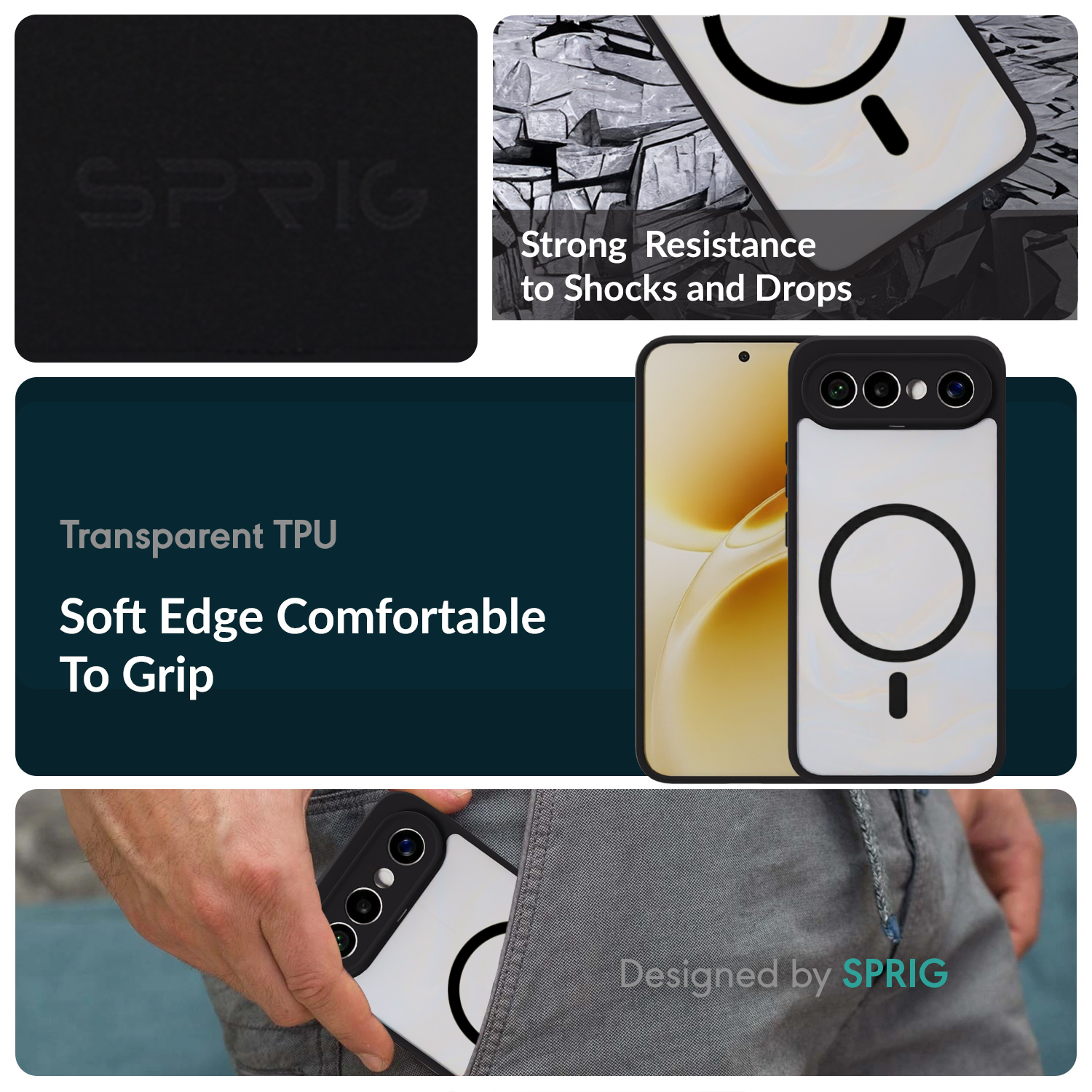 EdgMag (TPU PC Magsafe)-Black Transparent