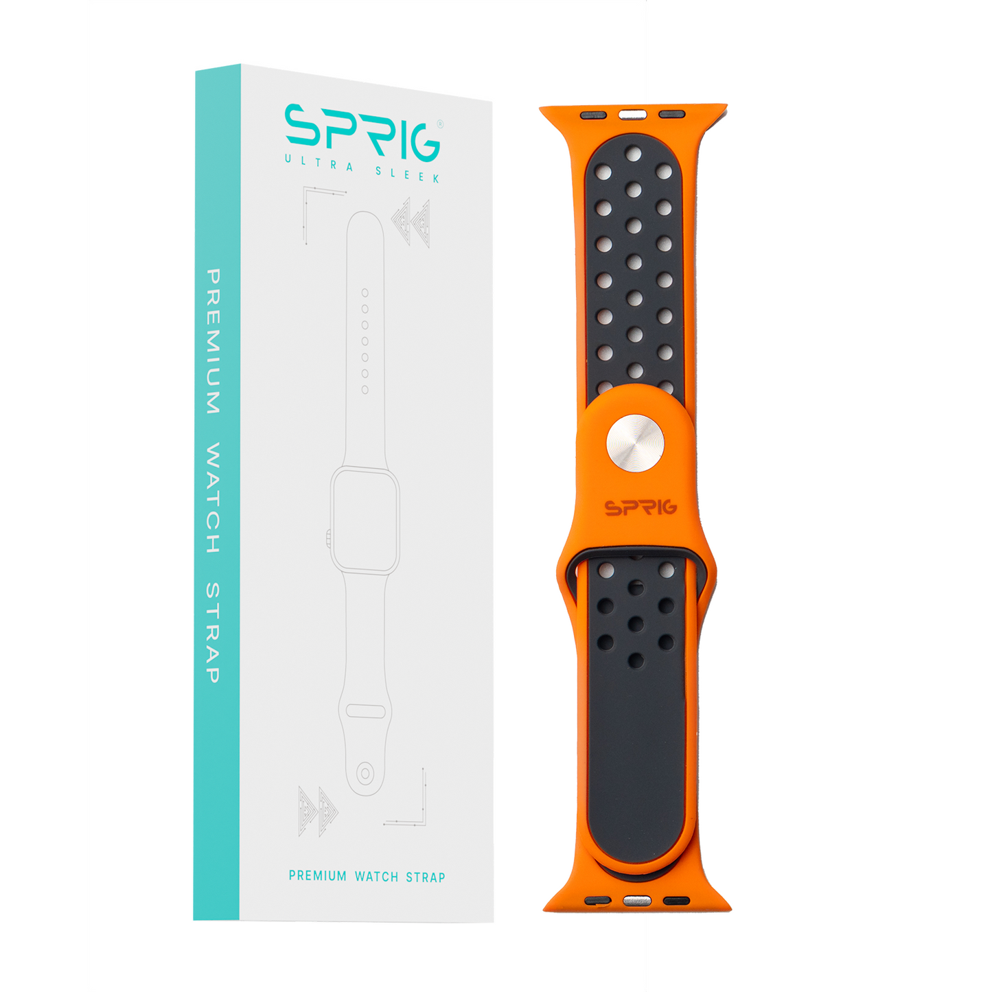 Silicone Dual Color Strap-Black Orange