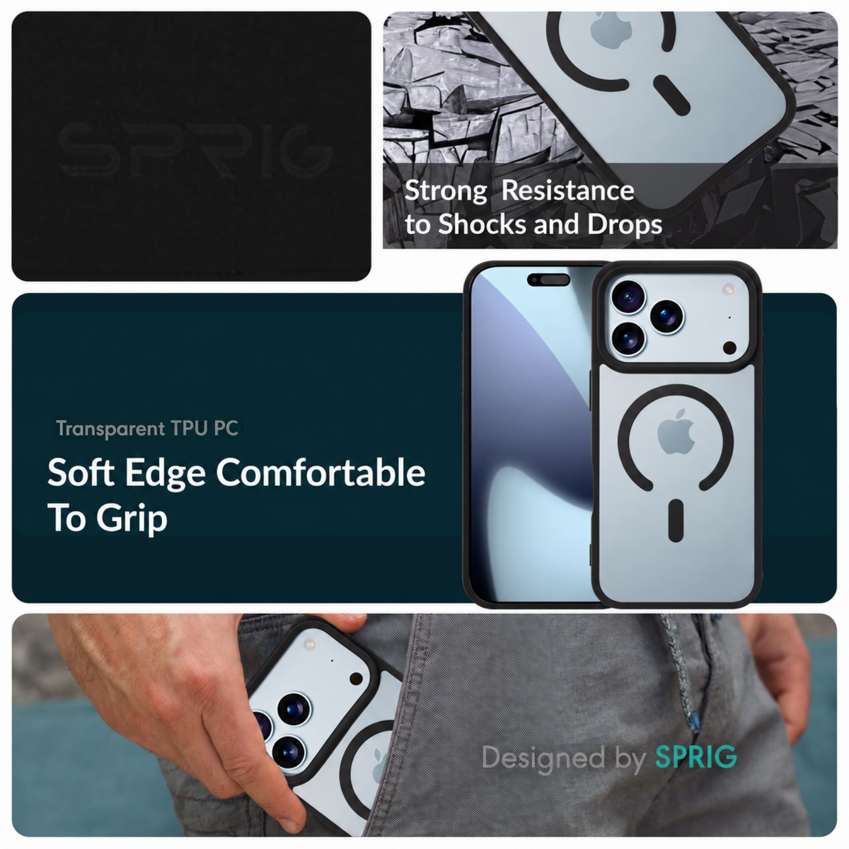 EdgeMag (TPU PC Magsafe)-Black Transparent