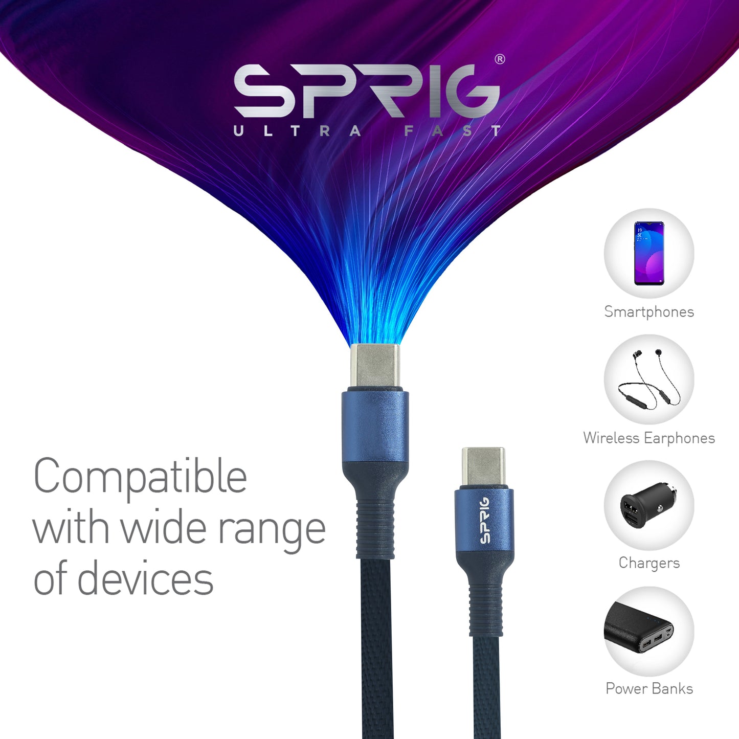 Without Display Denim Braided Mac Book Pro (65W)-Blue