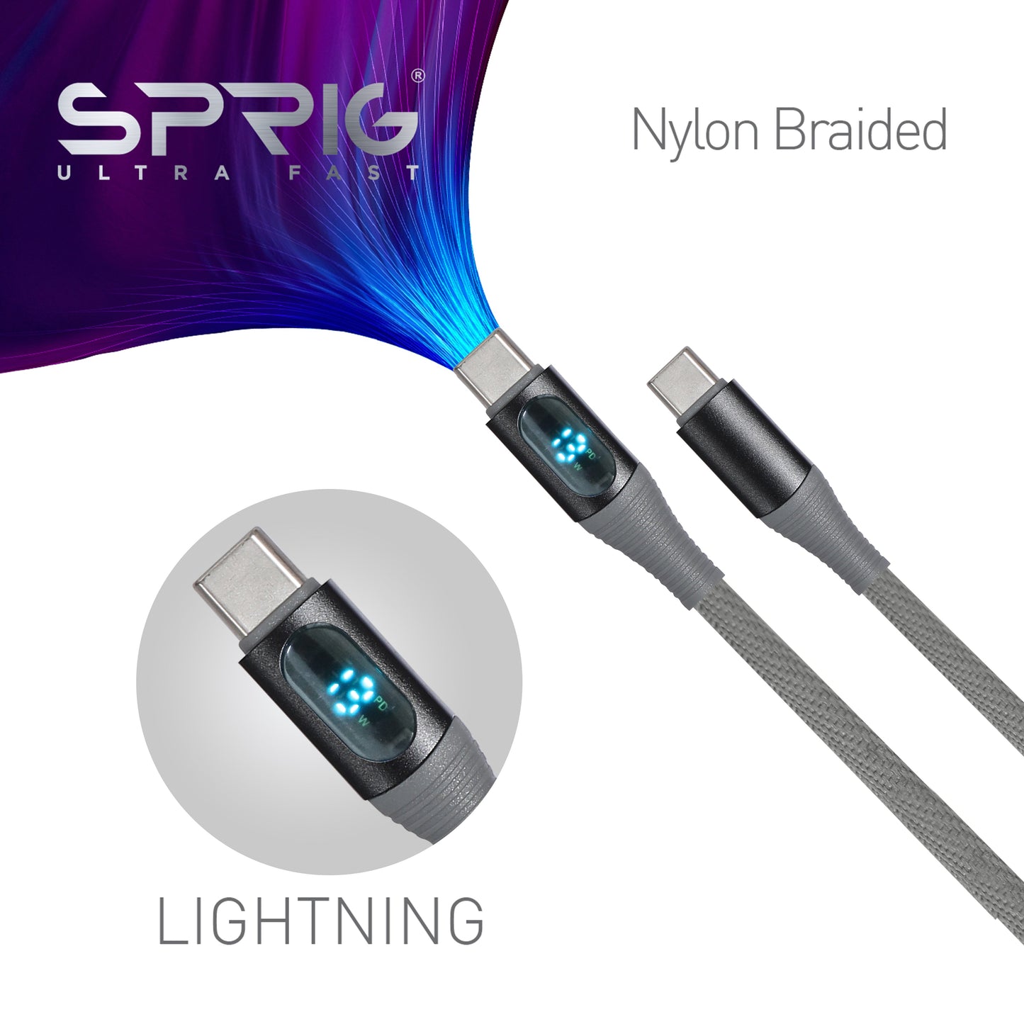 With Display Denim Braided Mac Book Air M2 (65W)-Grey