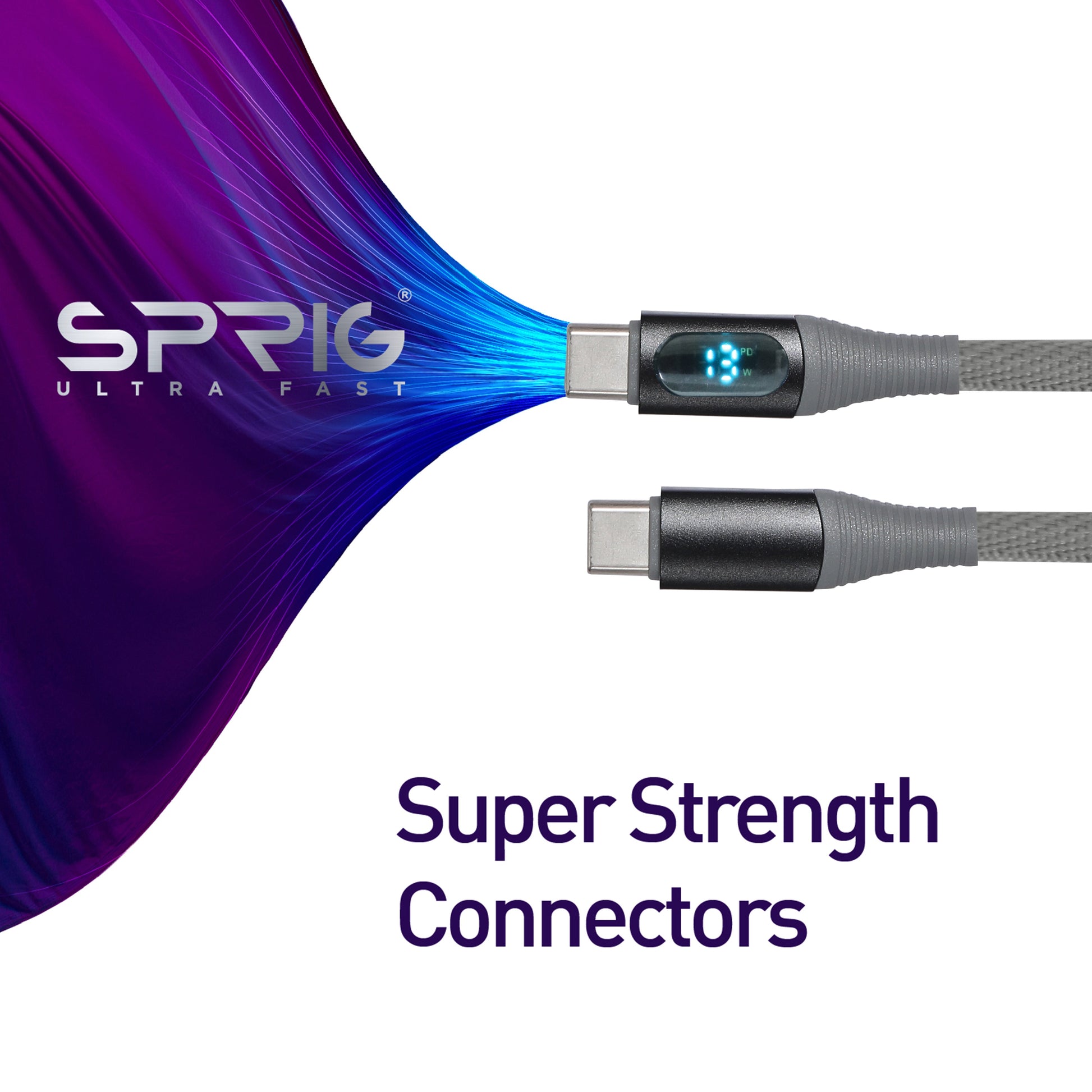 With Display Denim Braided Mac Book Pro  (65W)-Grey