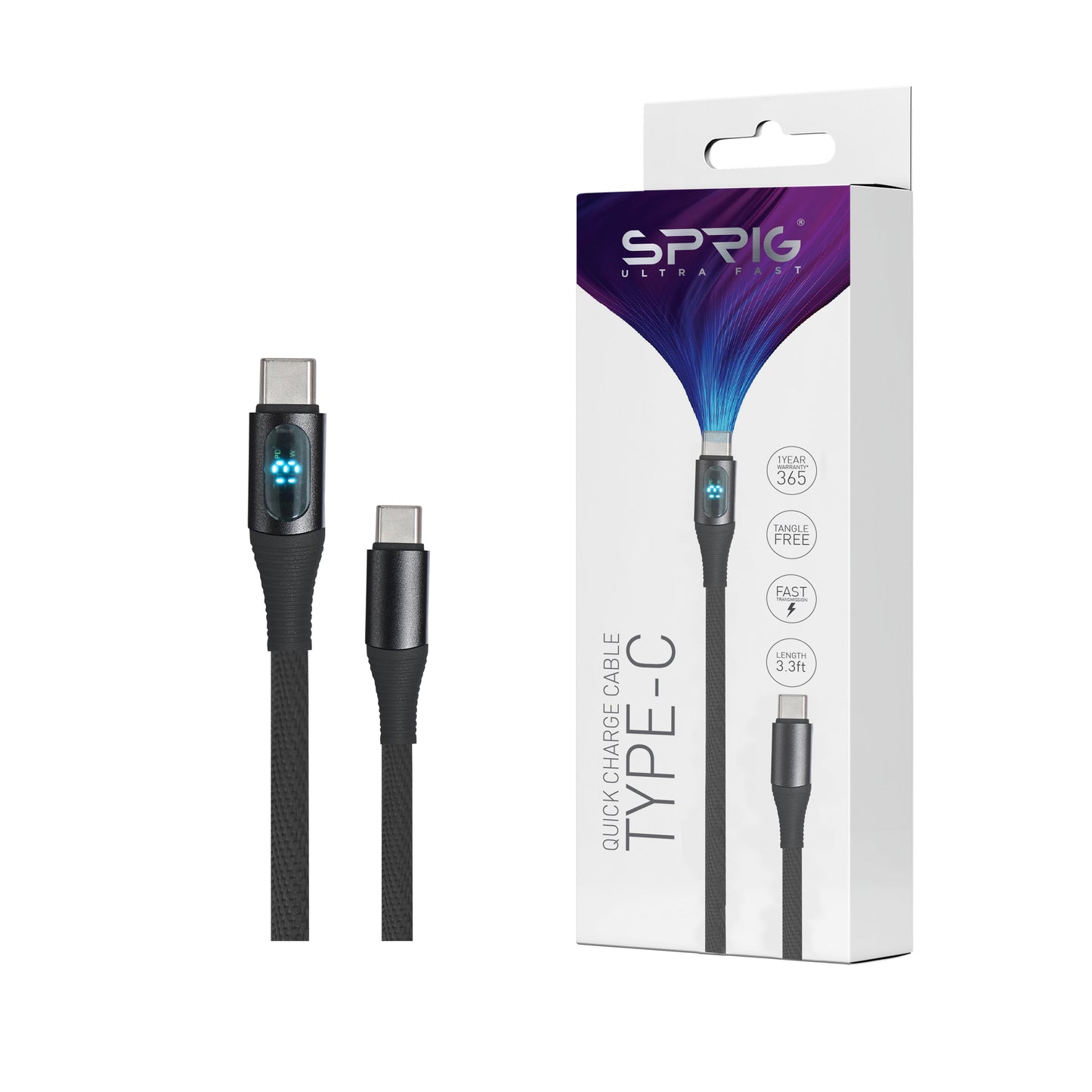 Sprig Denim Braided TYPE C to C Charging Cables For ThinkPad T480s (20L7)(65 Watts) - Sprig