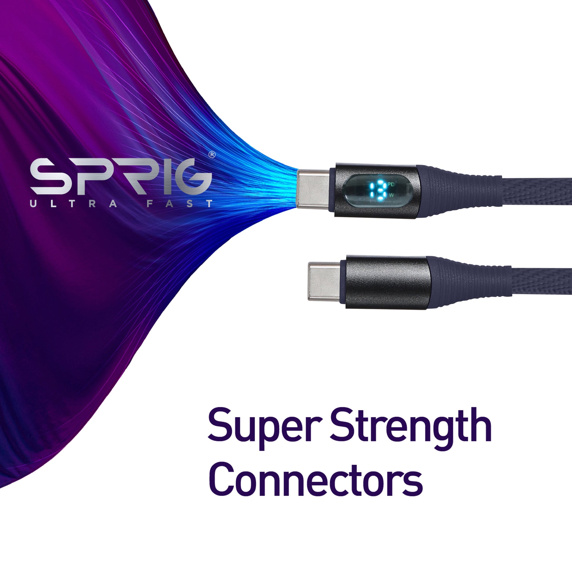 With Display Denim Braided Mac Book Pro  (65W)-Blue