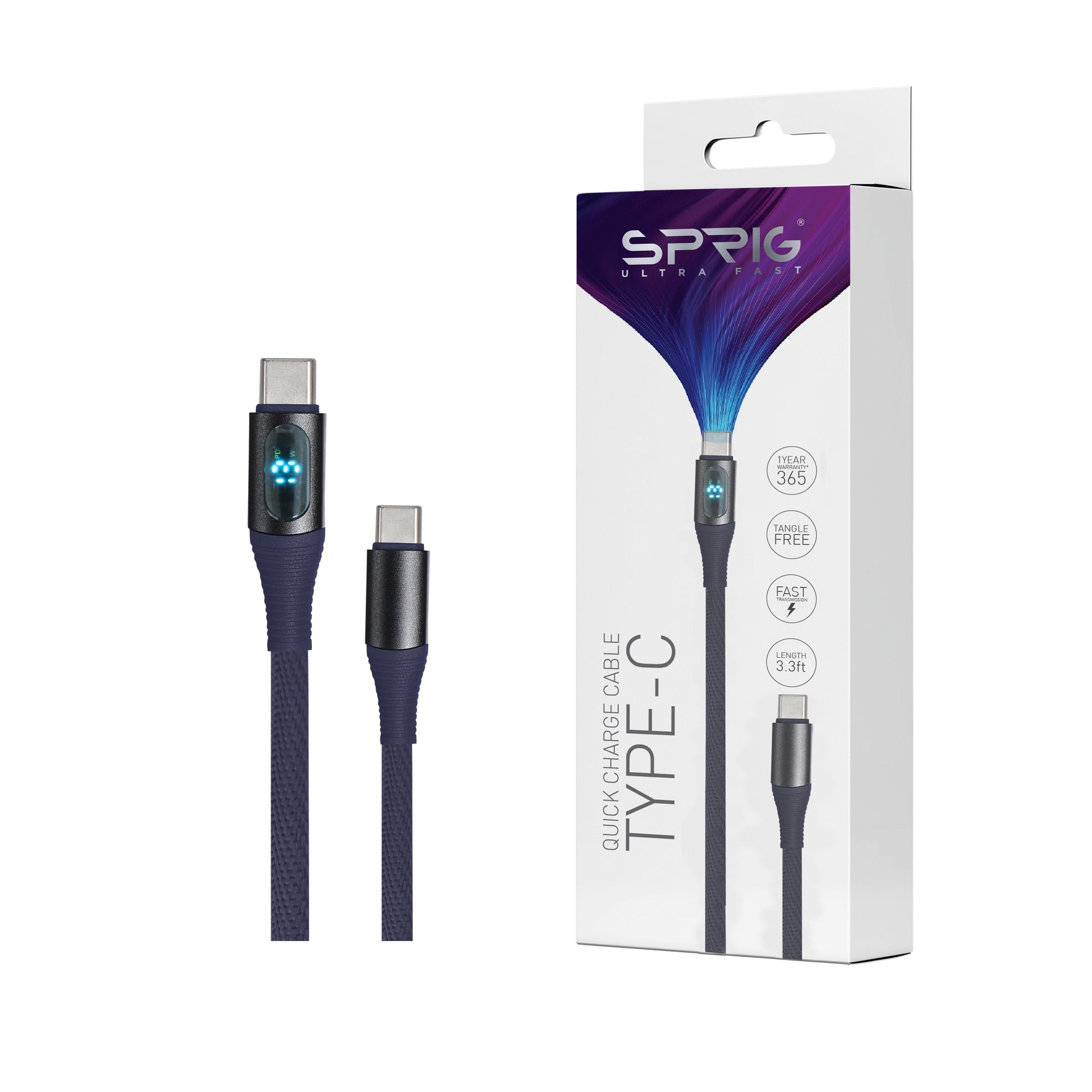 Sprig Denim Braided TYPE C to C Charging Cables For ThinkPad P16s Gen 1 (AMD) (21CL) (65 Watts) - Sprig