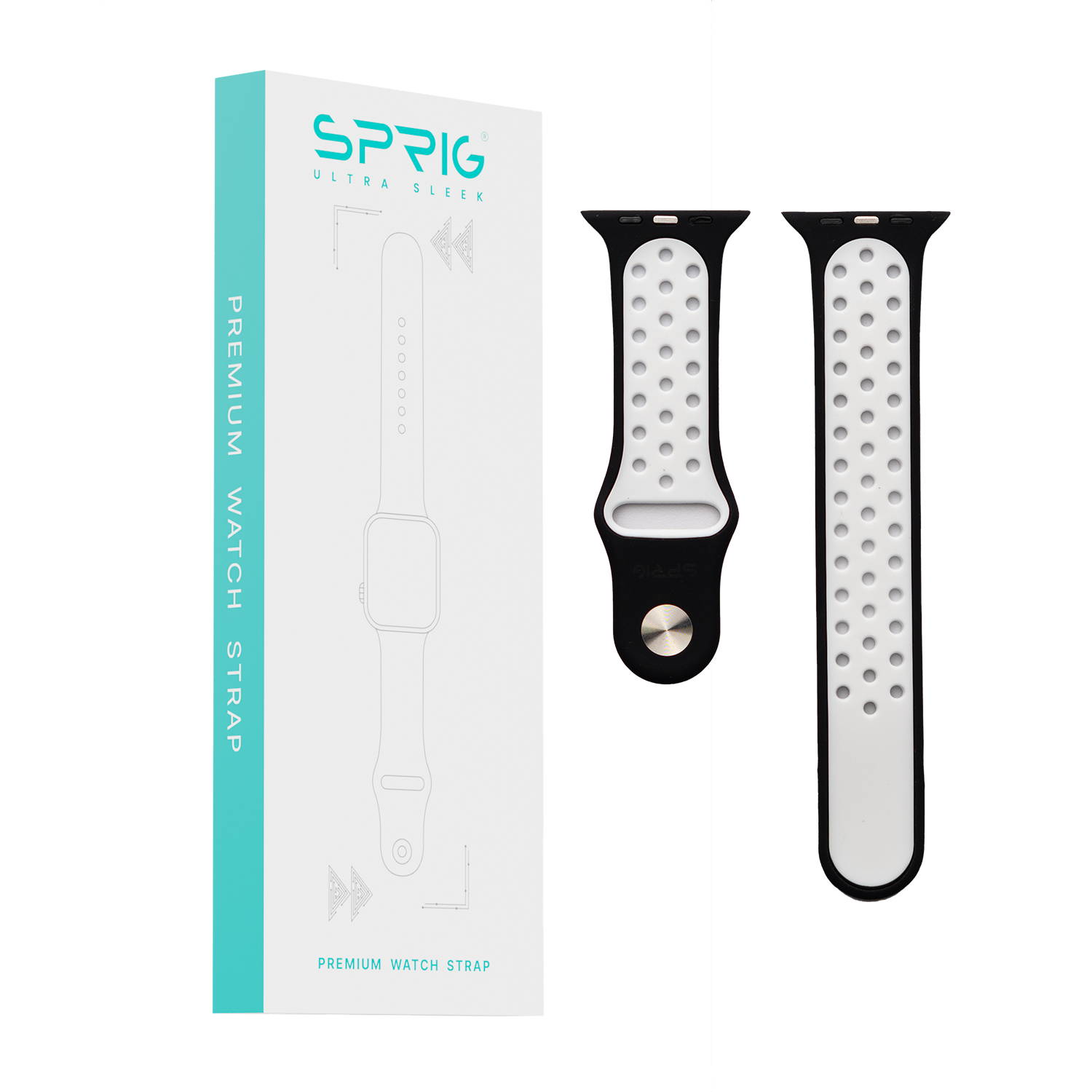 Silicone Dual Color Strap-White Black