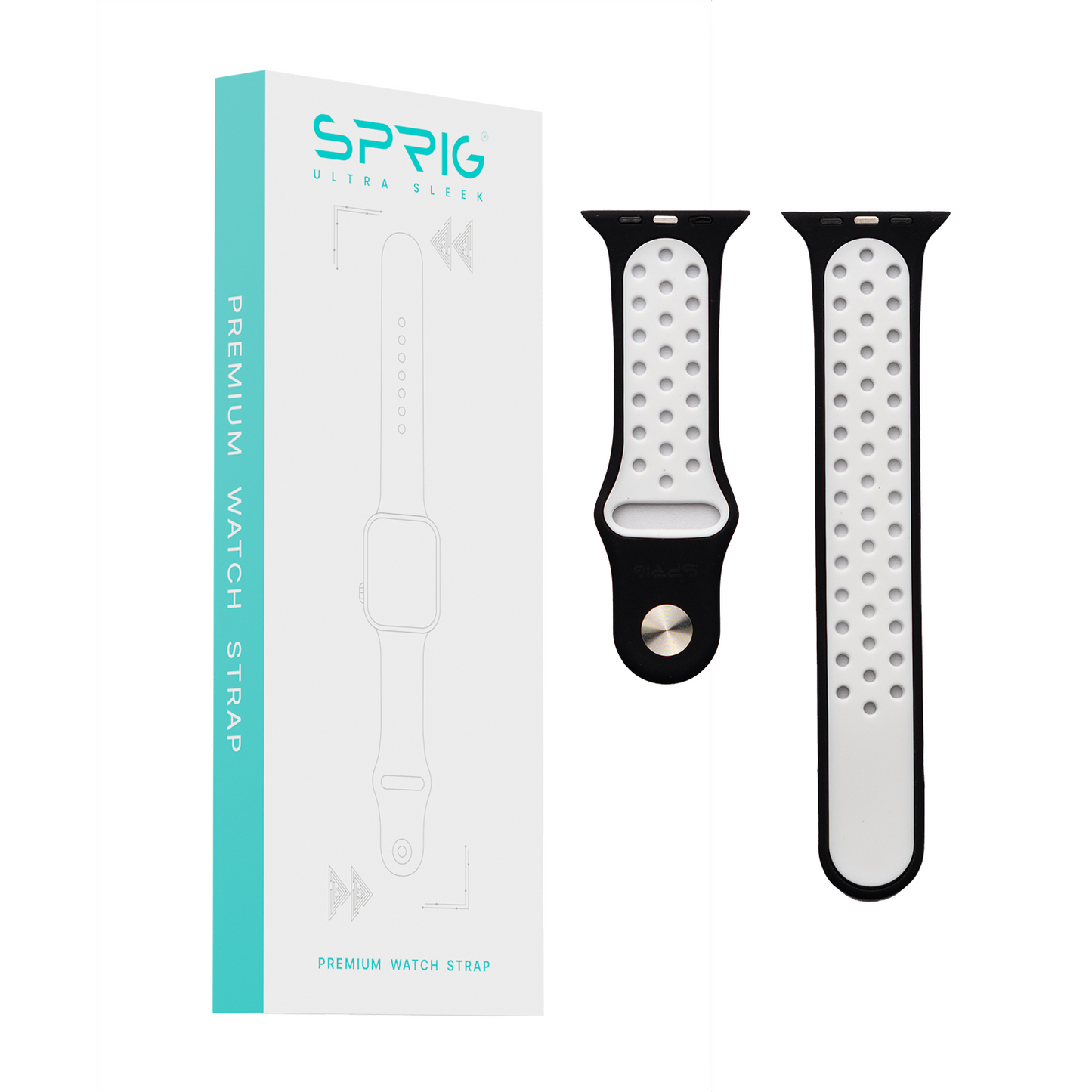 Silicone Dual Color Strap-White Black