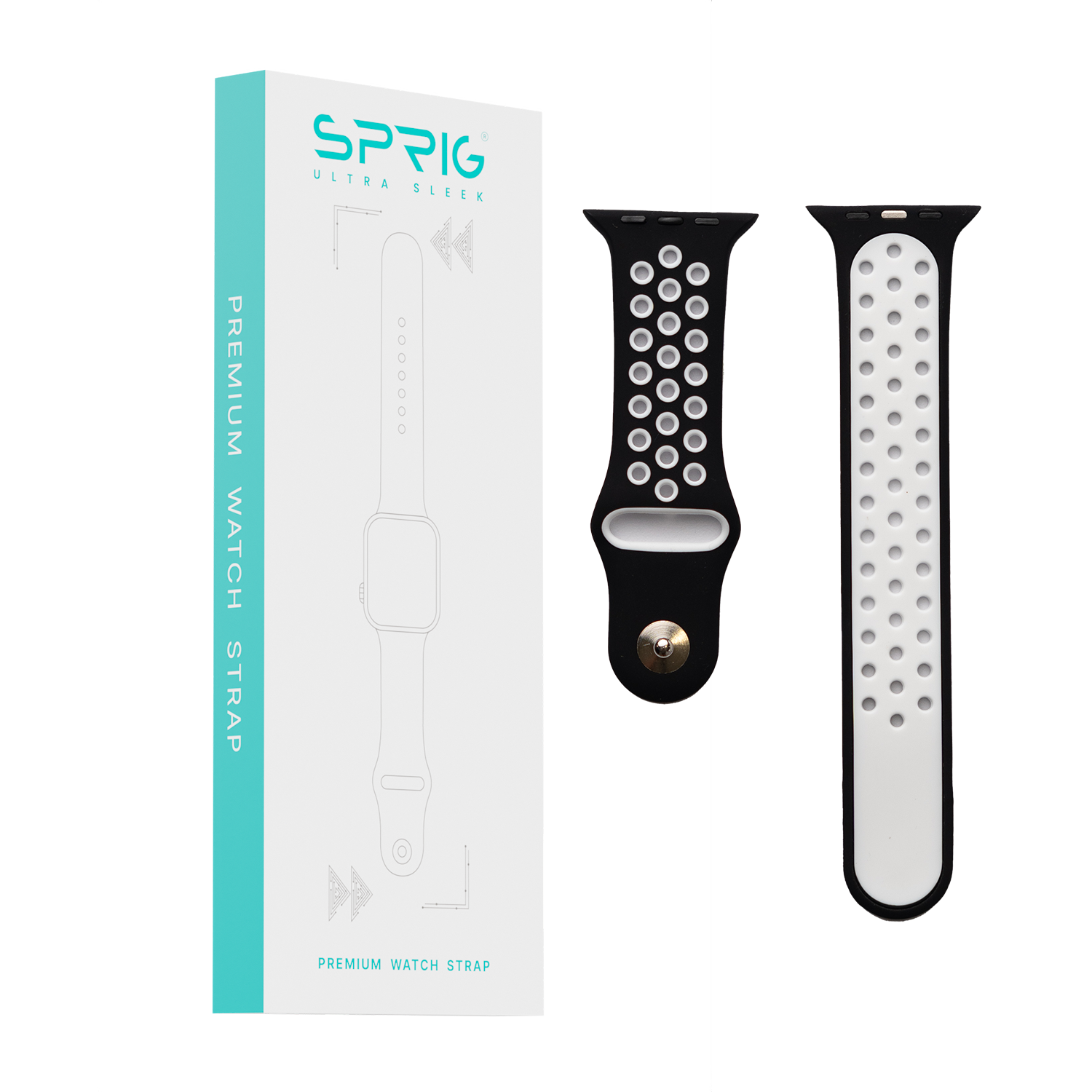 Silicone Dual Color Strap-White Black