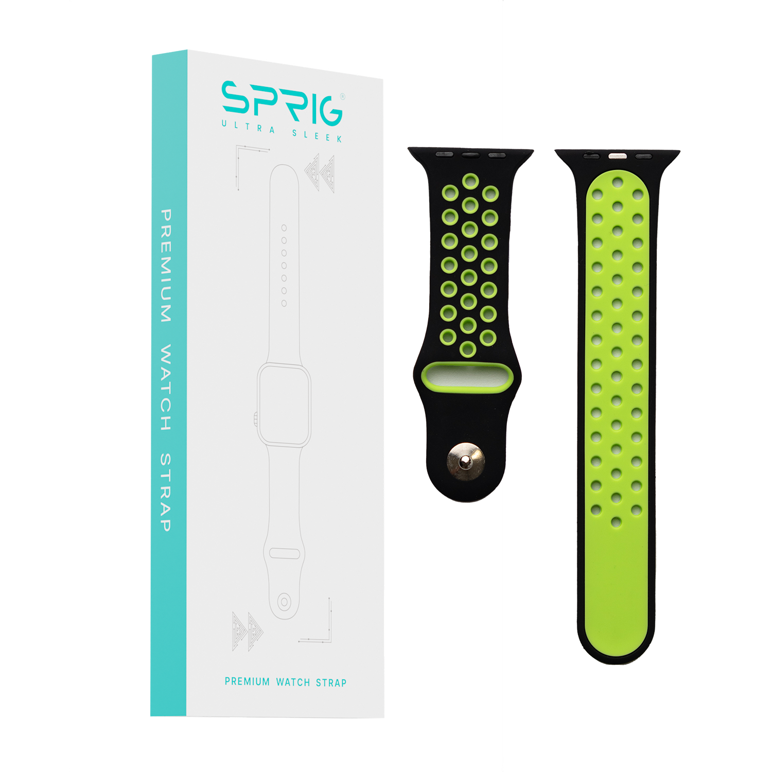 Silicone Dual Color Strap-Green Black