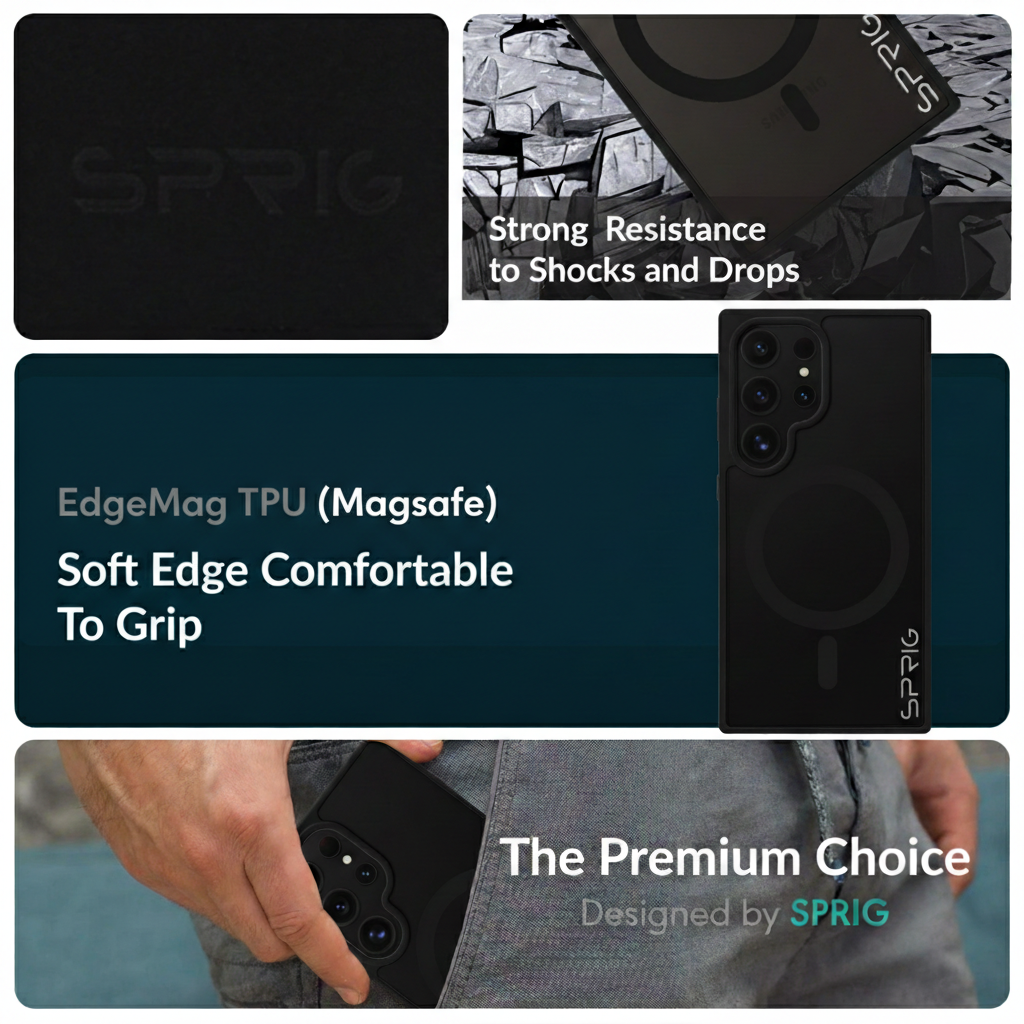 EdgeMag (TPU PC Magsafe)-Black Transparent