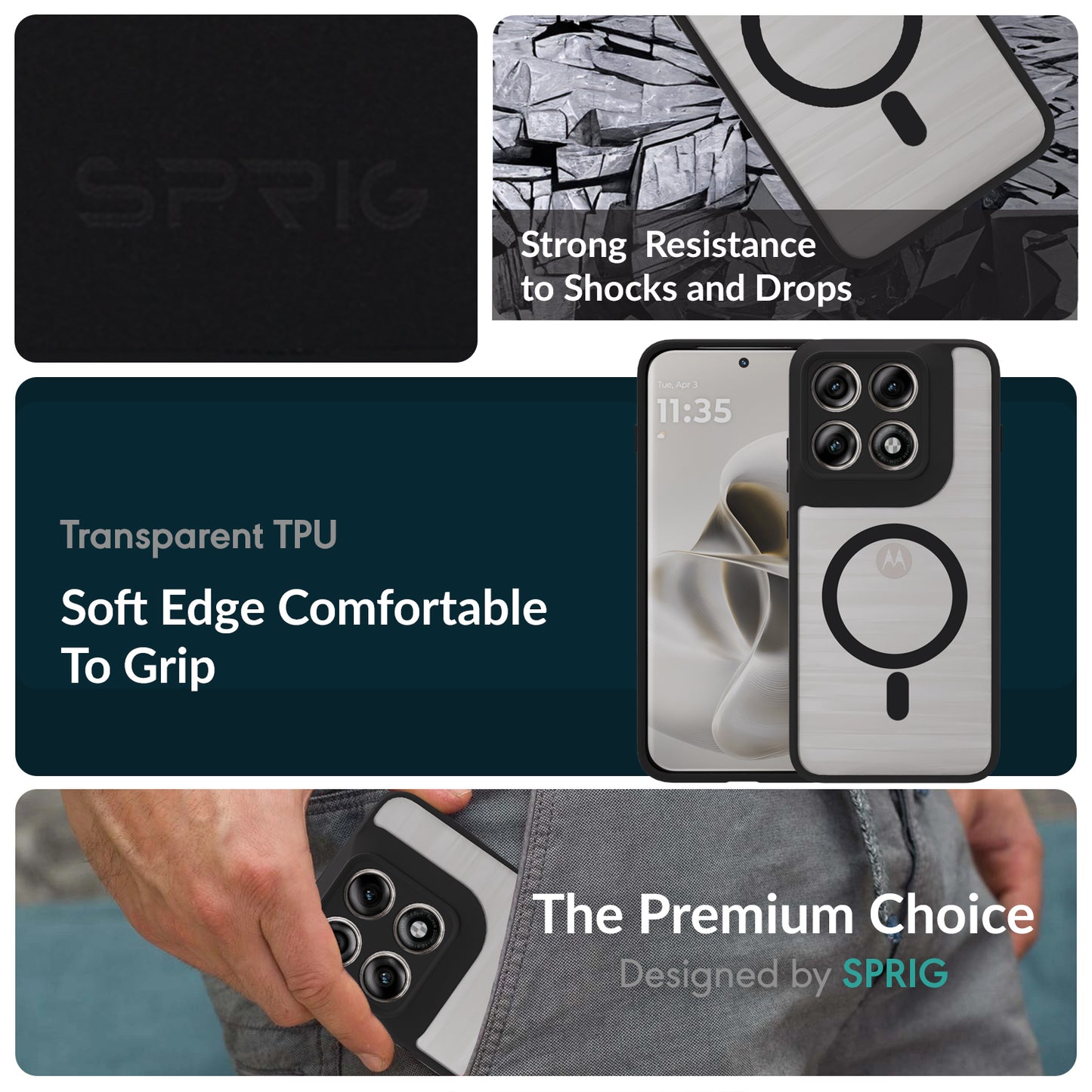 EdgeMag (TPU PC Magsafe)-Black Transparent