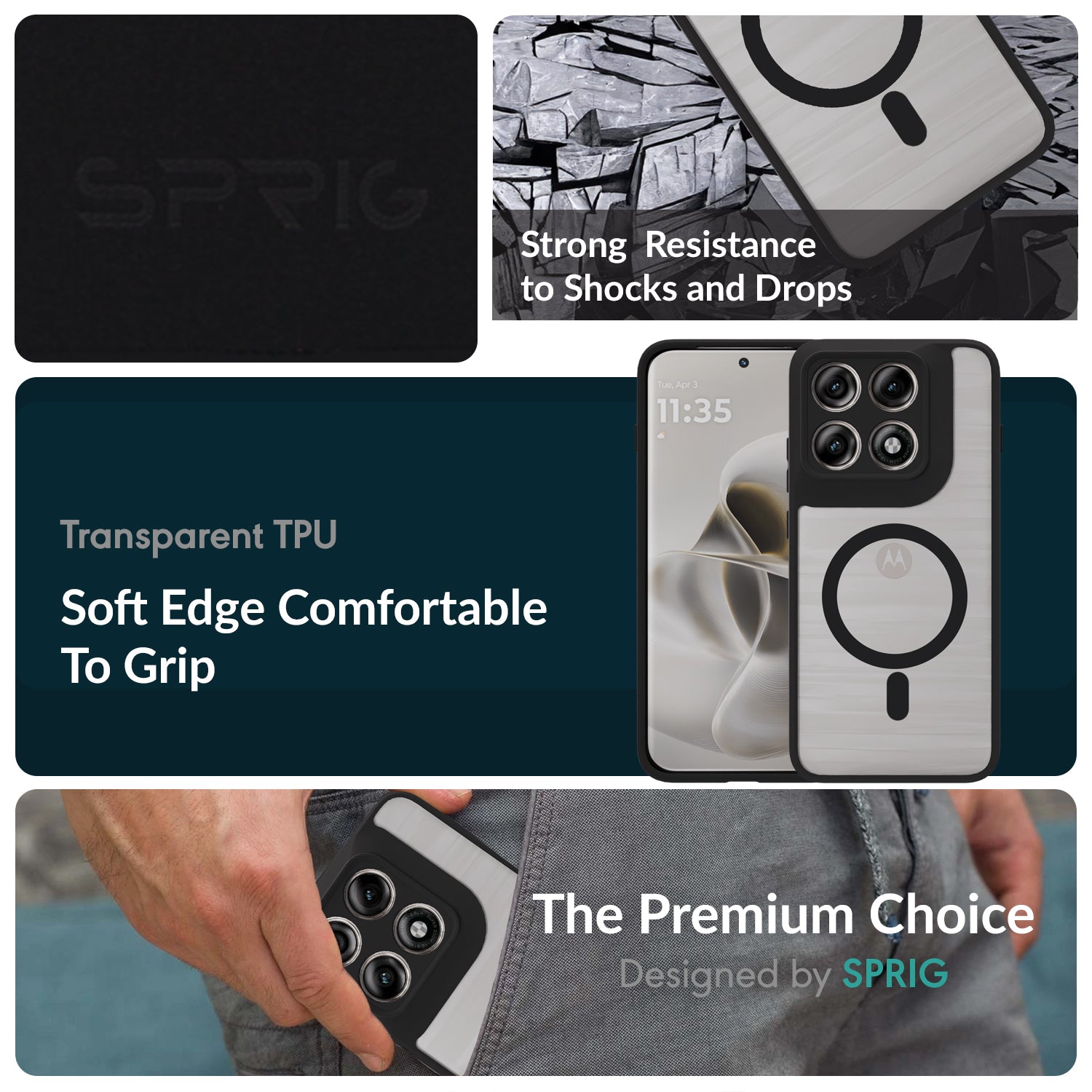 EdgeMag (TPU PC Magsafe)-Black Transparent