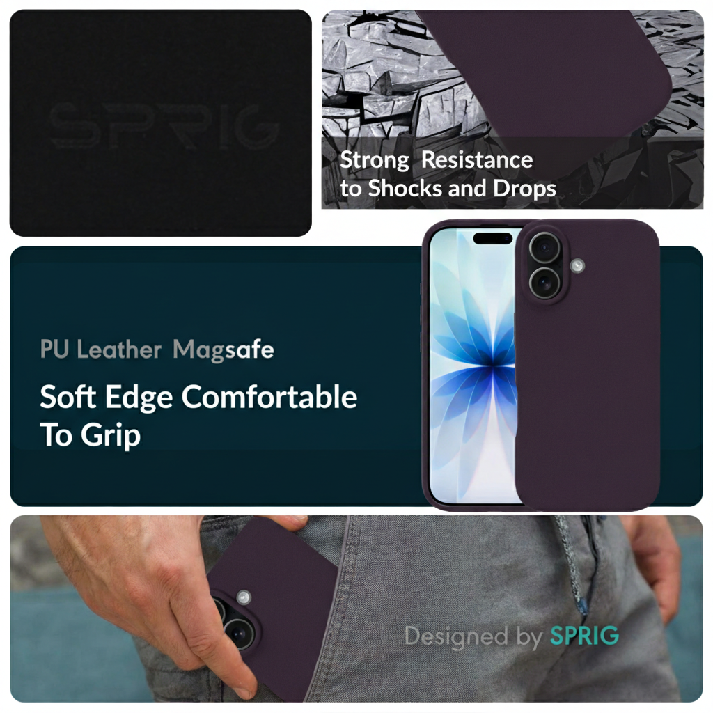 Prime Leather Mag (PU Leather Magsafe)-Dark cherry