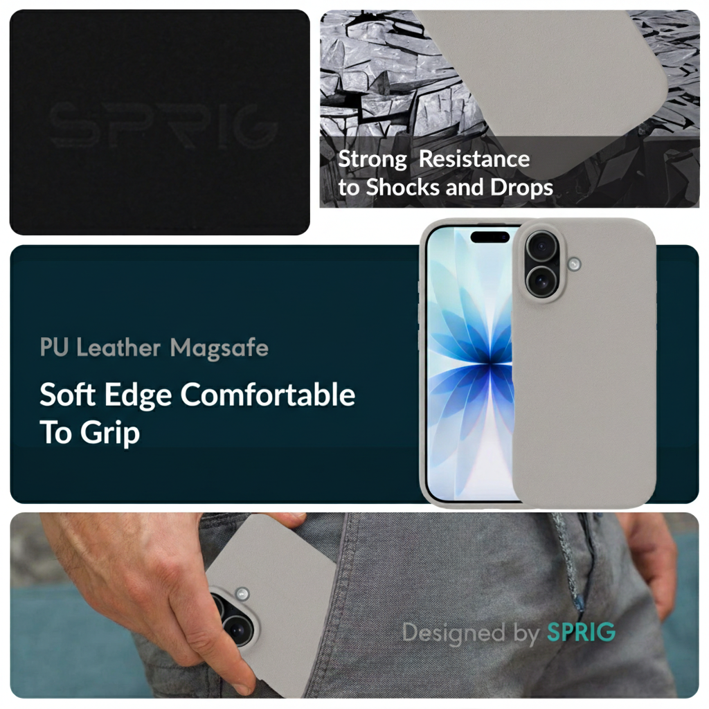 Prime Leather Mag (PU Leather Magsafe)-Cream Grey