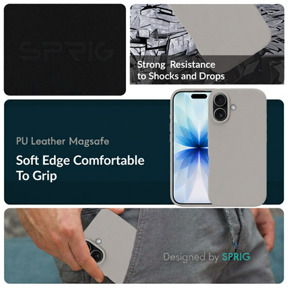 Prime Leather Mag (PU Leather Magsafe)-Cream Grey