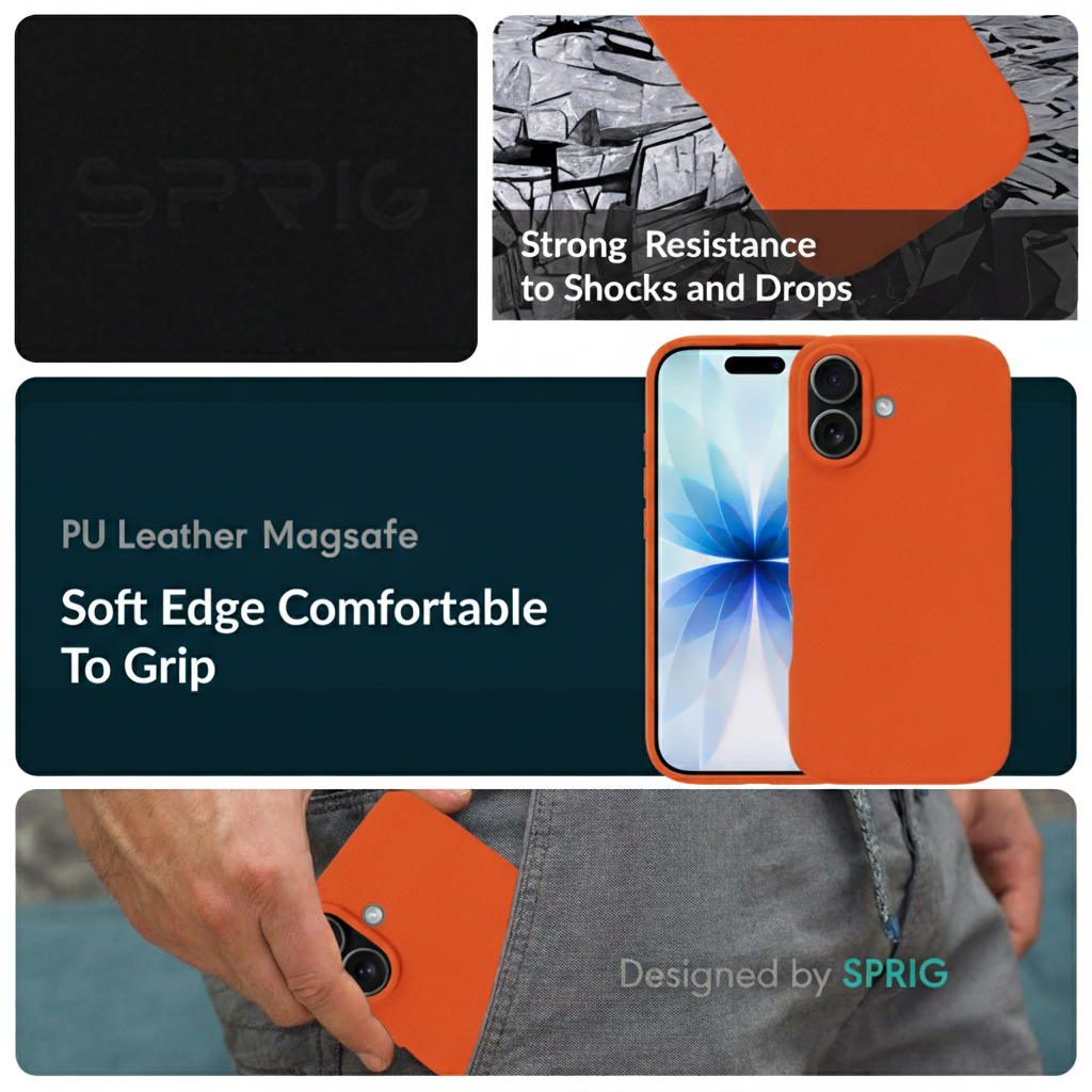 Prime Leather Mag (PU Leather Magsafe)-Orange