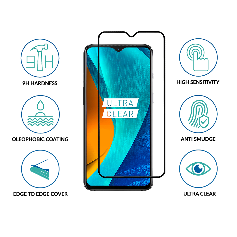sprig full cover tempered glass/ screen protector for redmi note 8t (black)