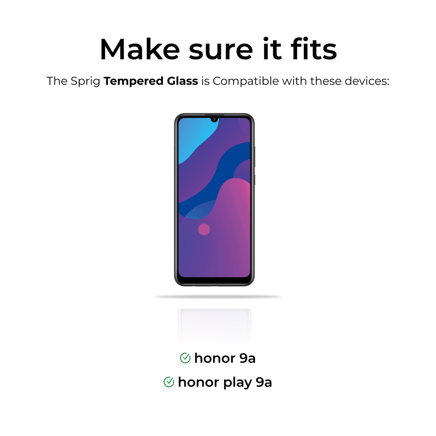 sprig clear tempered glass/screen protector for honor play 9a
