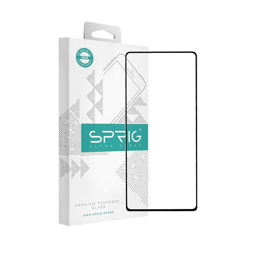 sprig full cover tempered glass screen protector for samsung galaxy a71 (black)