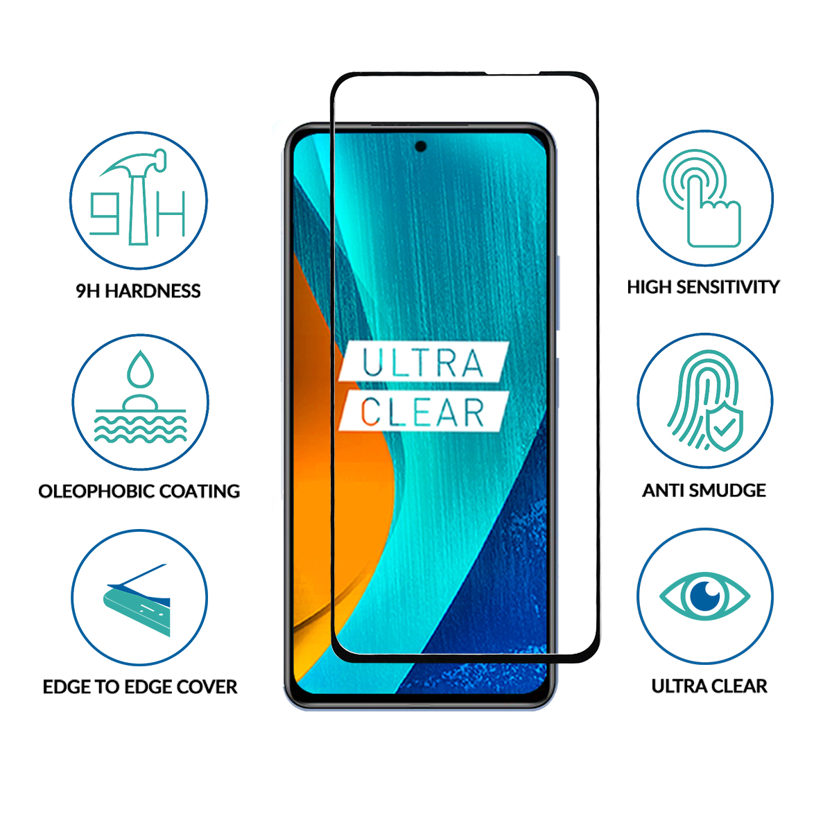 sprig full cover tempered glass screen protector for redmi note 10t 5g (black)