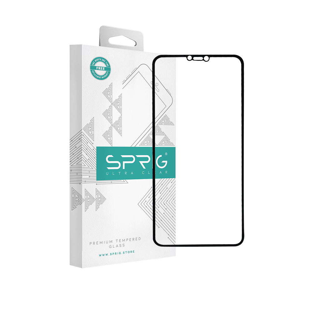 sprig full cover tempered glass screen protector for vivo x21 (black)