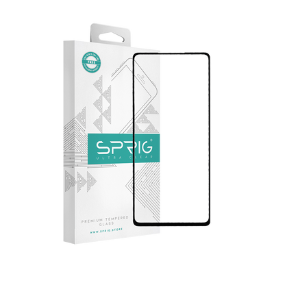 sprig full cover tempered glass screen protector for samsung galaxy a72 (black)