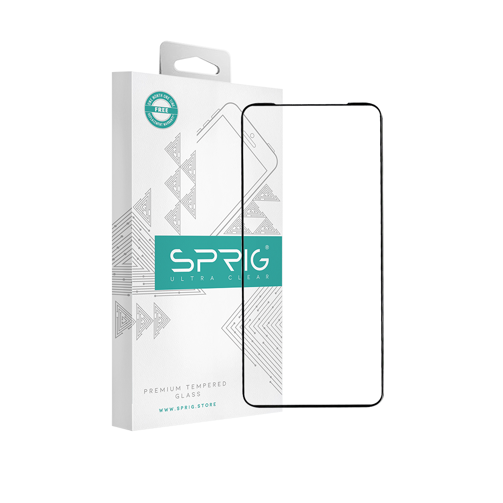 sprig full cover tempered glass screen protector for vivo y30 (black)
