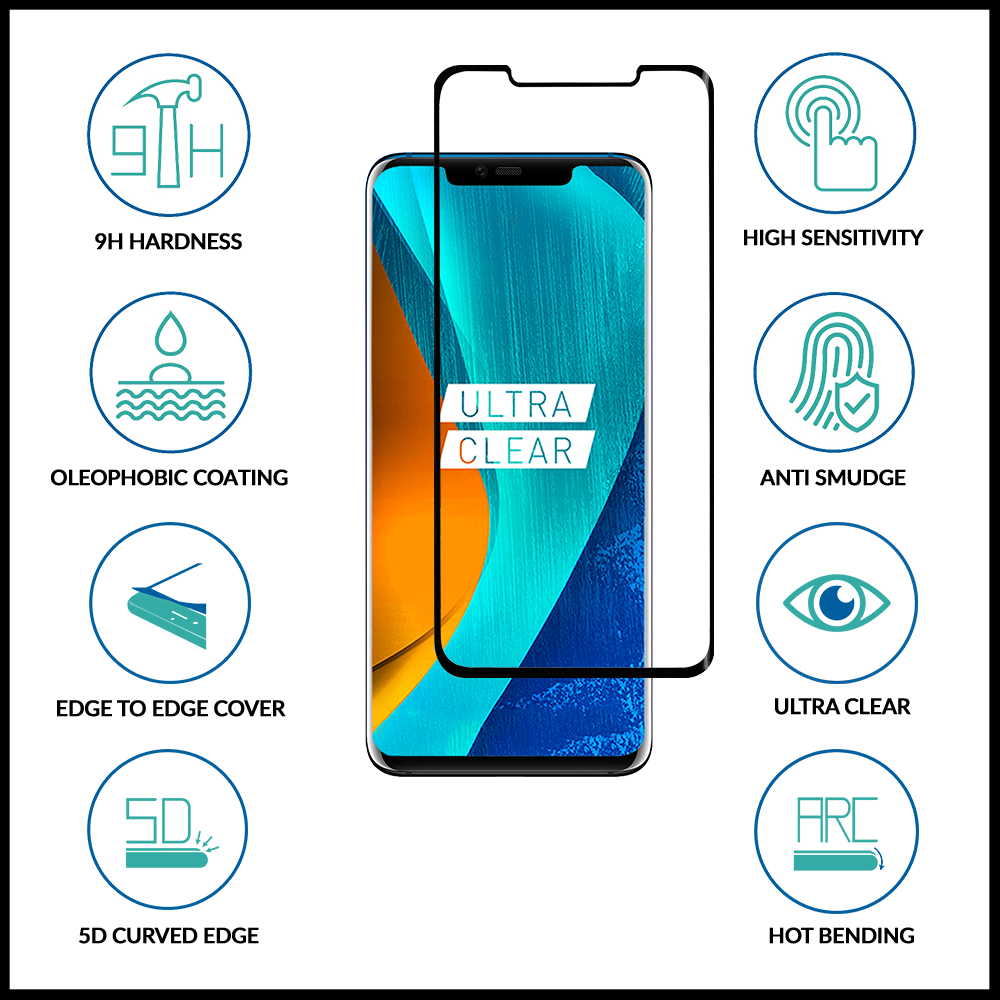 Huawei Mate 20 Pro Full Cover  Hot Bending Tempered Glass -