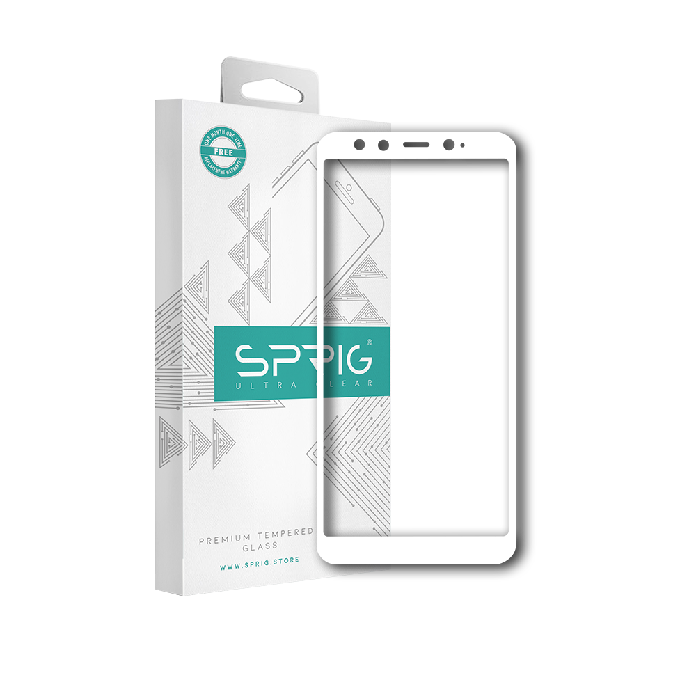 sprig full cover tempered glass for mi a2 (white)